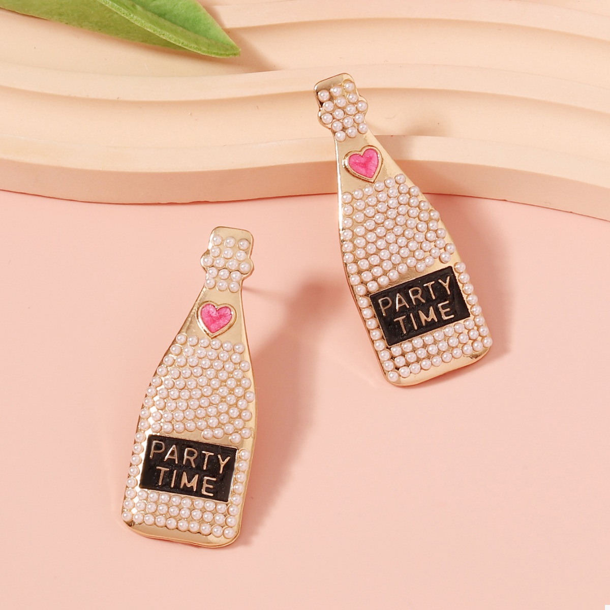 Champagne Bottle Pearl Earrings