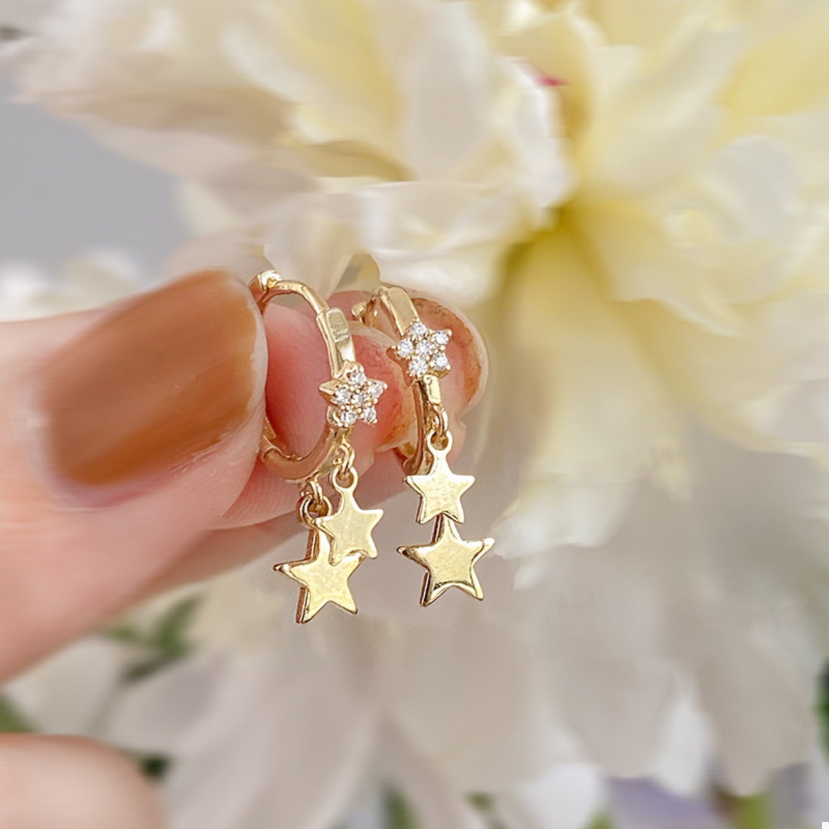 18K Gold-Plated Star Charm Hoop Earrings