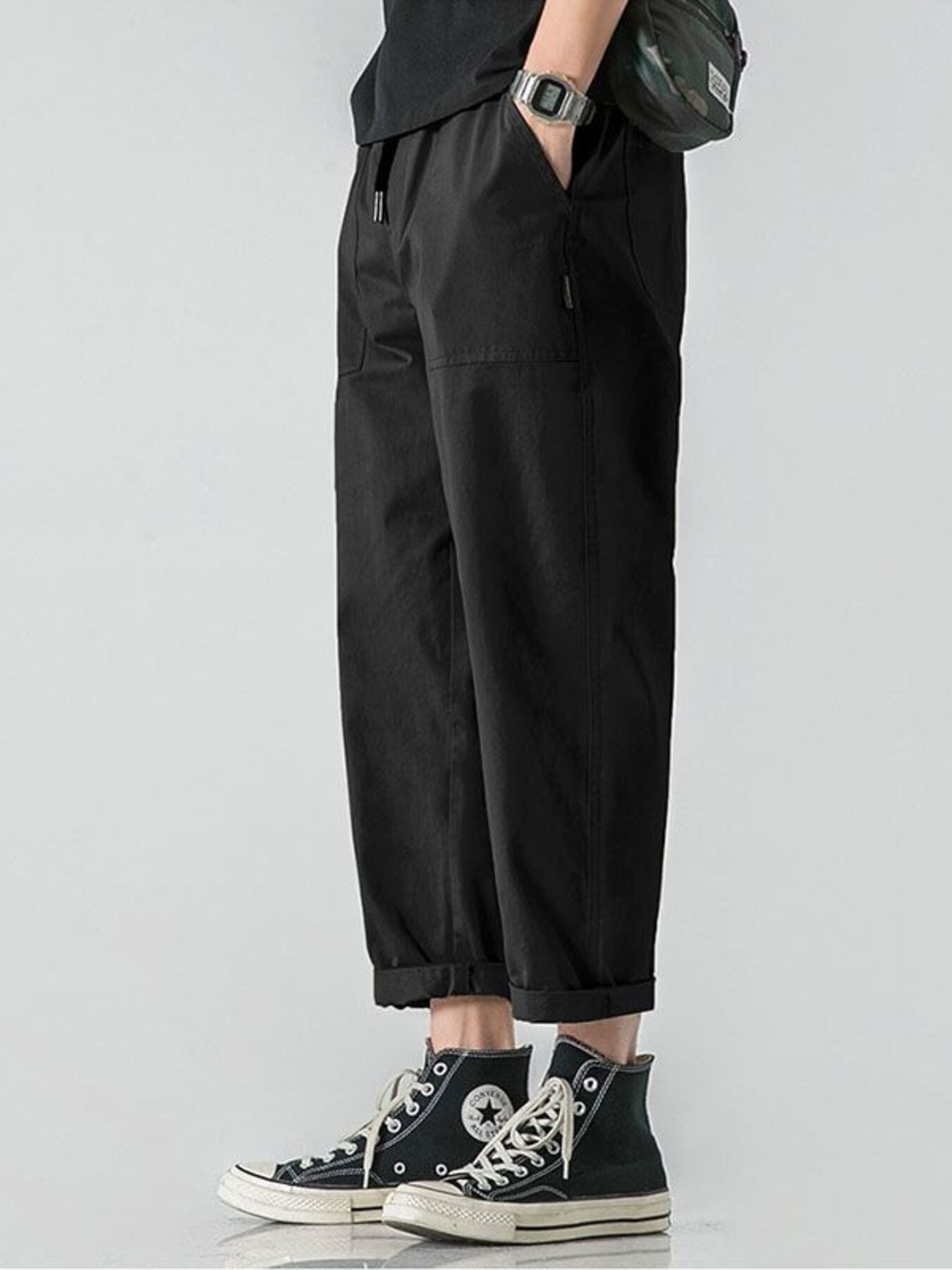 Men's Plus Size Drawstring Wide Leg Pants