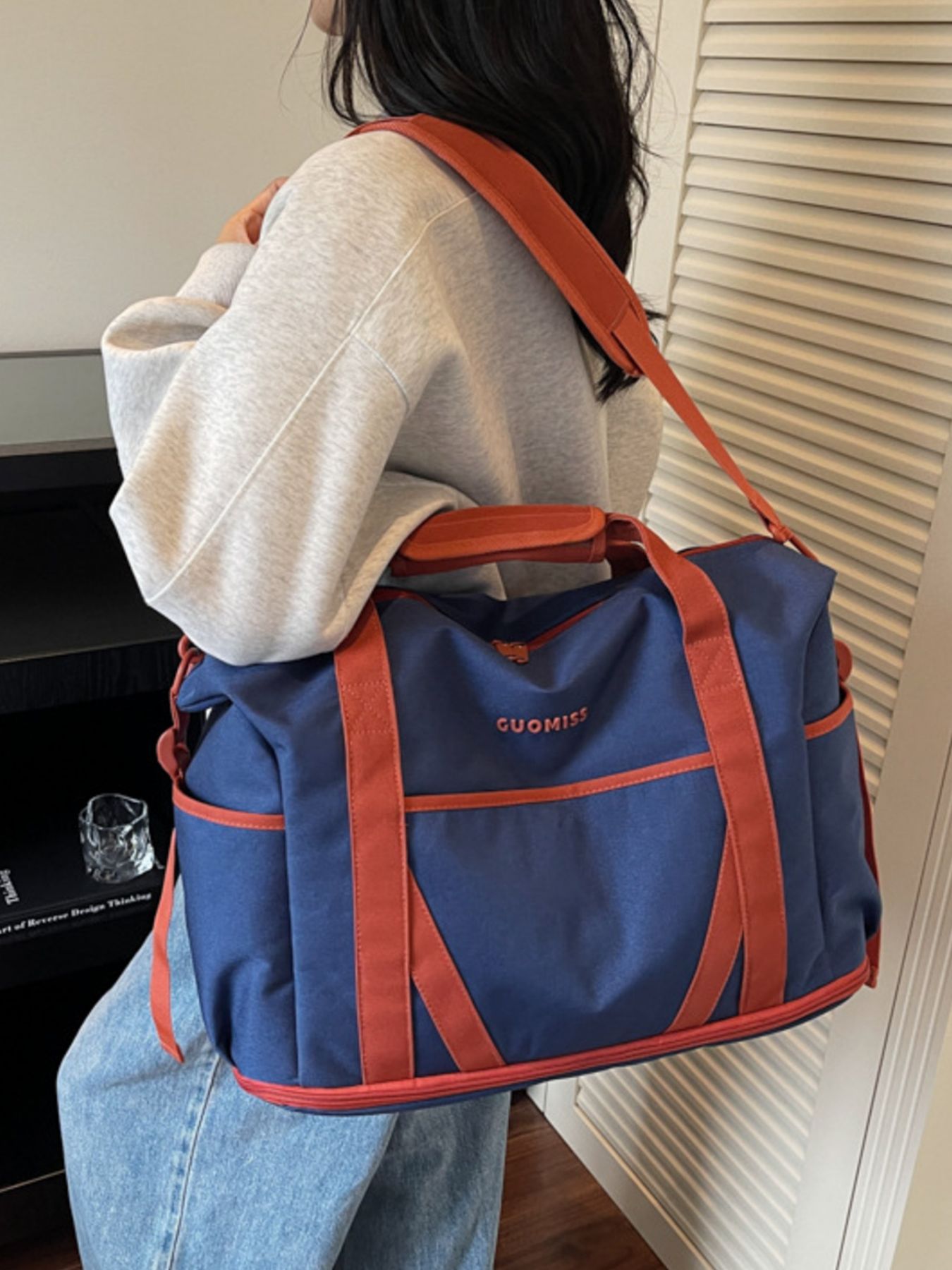 Contrast Oxford Cloth Travel Bag 4
