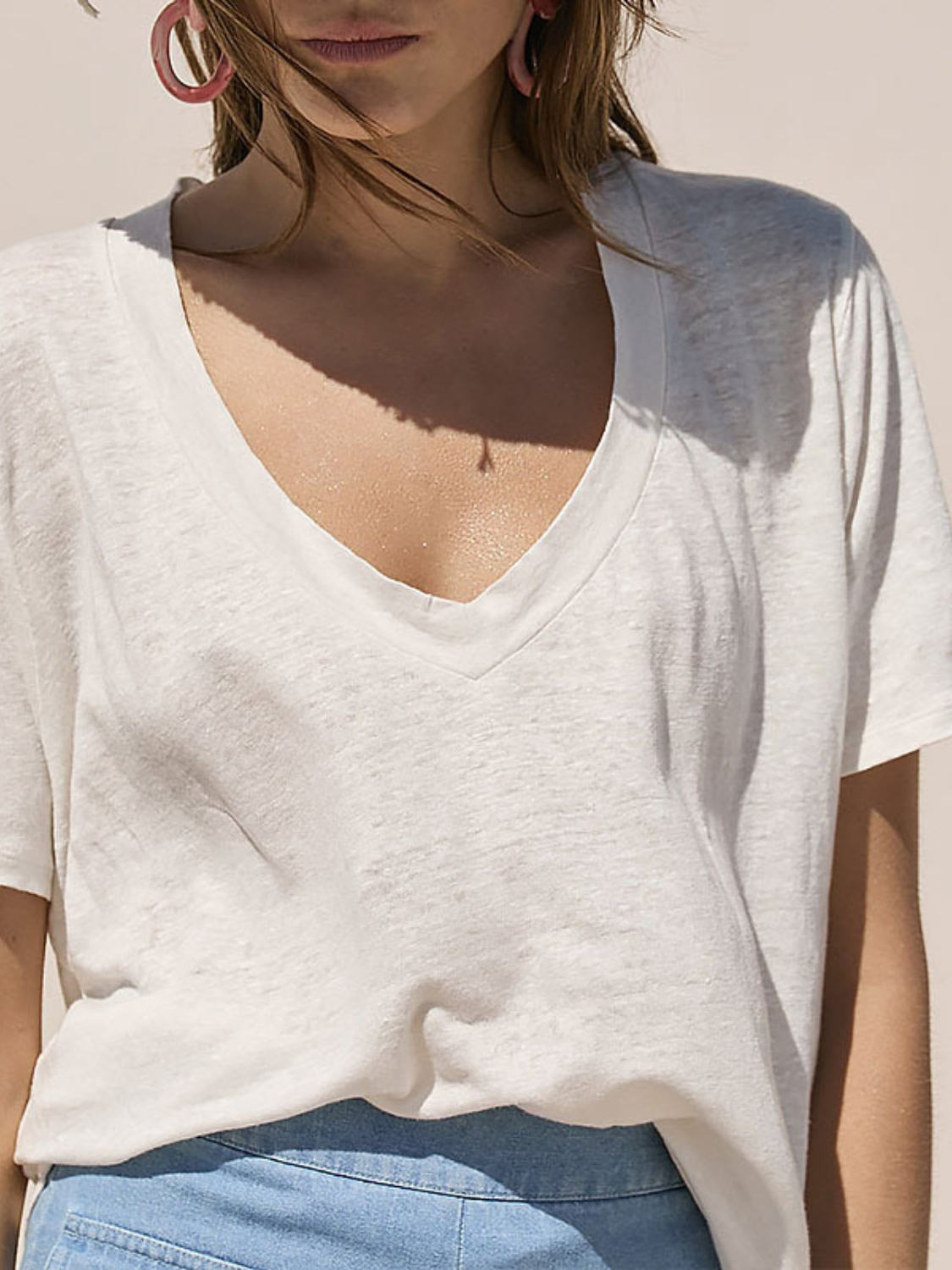 Solid V-Neck Short Sleeve T-Shirt