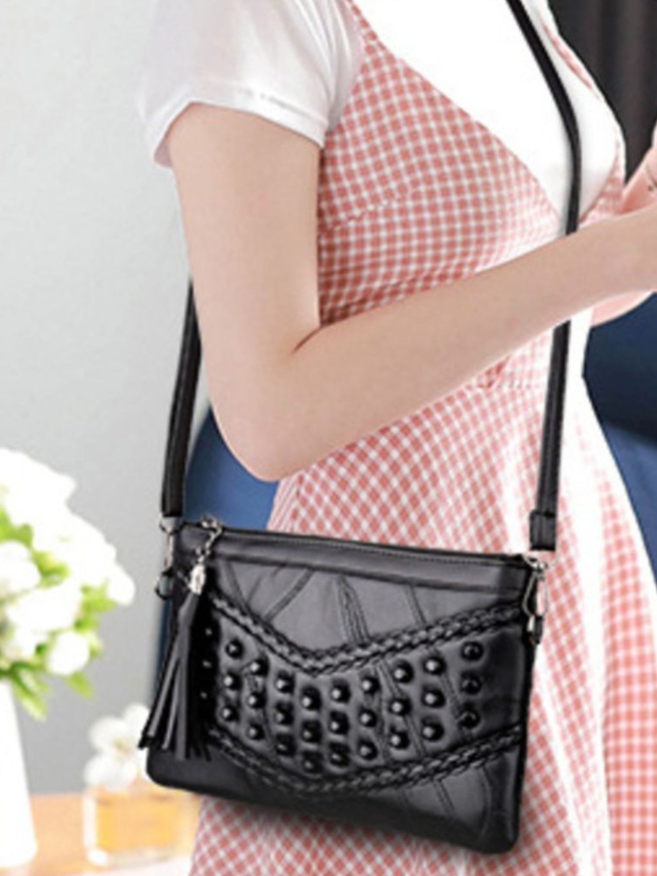 Studded Leather Crossbody Bag