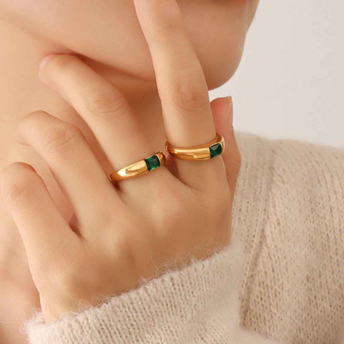 18K Gold-Plated Titanium Steel Zircon Ring