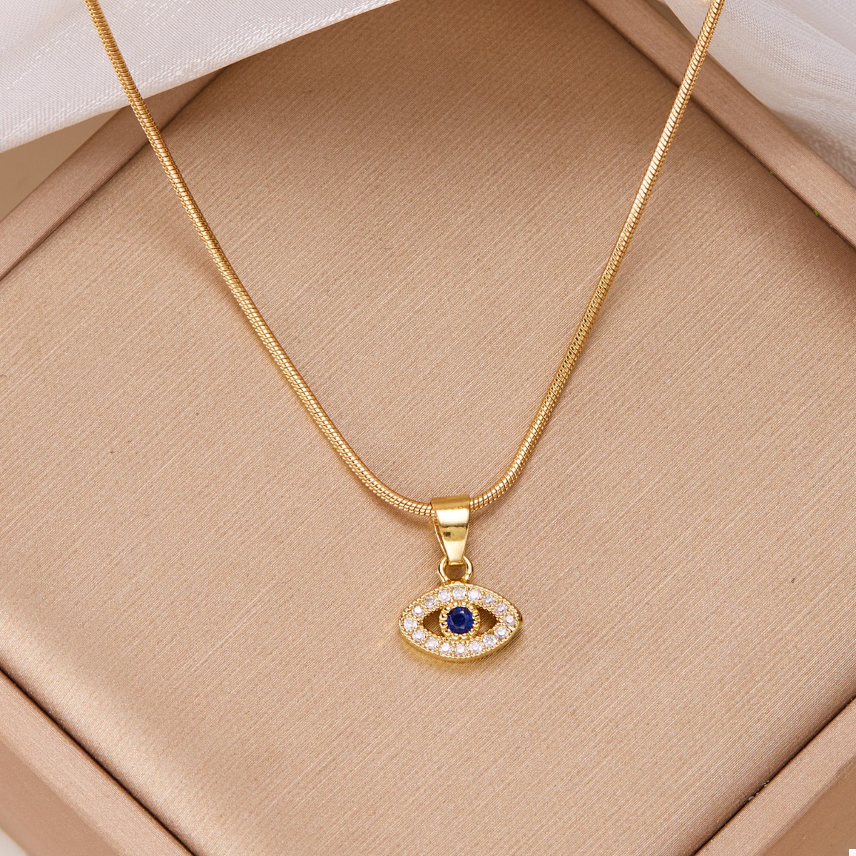 18K Gold-Plated Necklace with Rhinestone Pendant