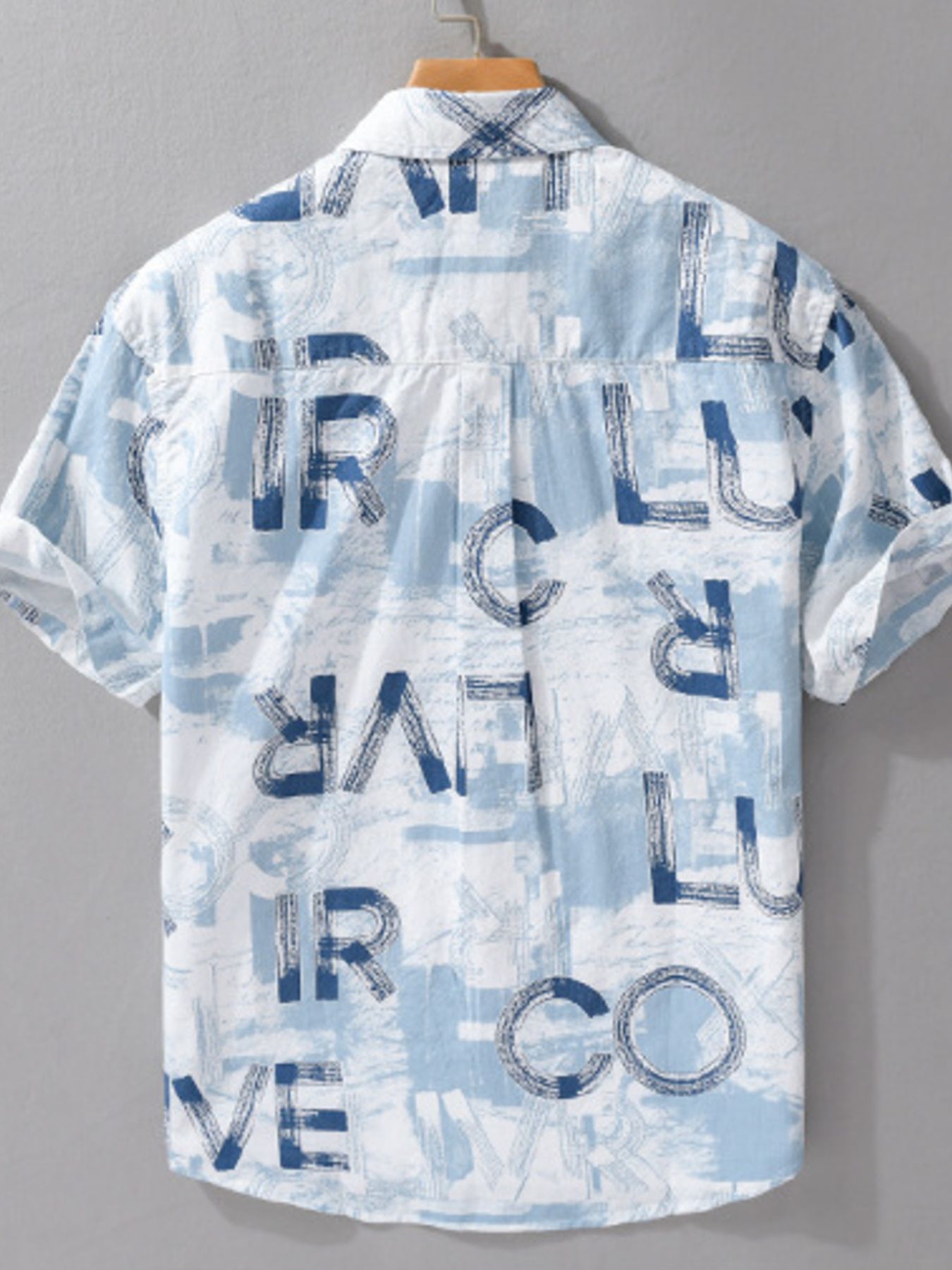 Men's Plus Size Printed Button Up Short Sleeve Shirt