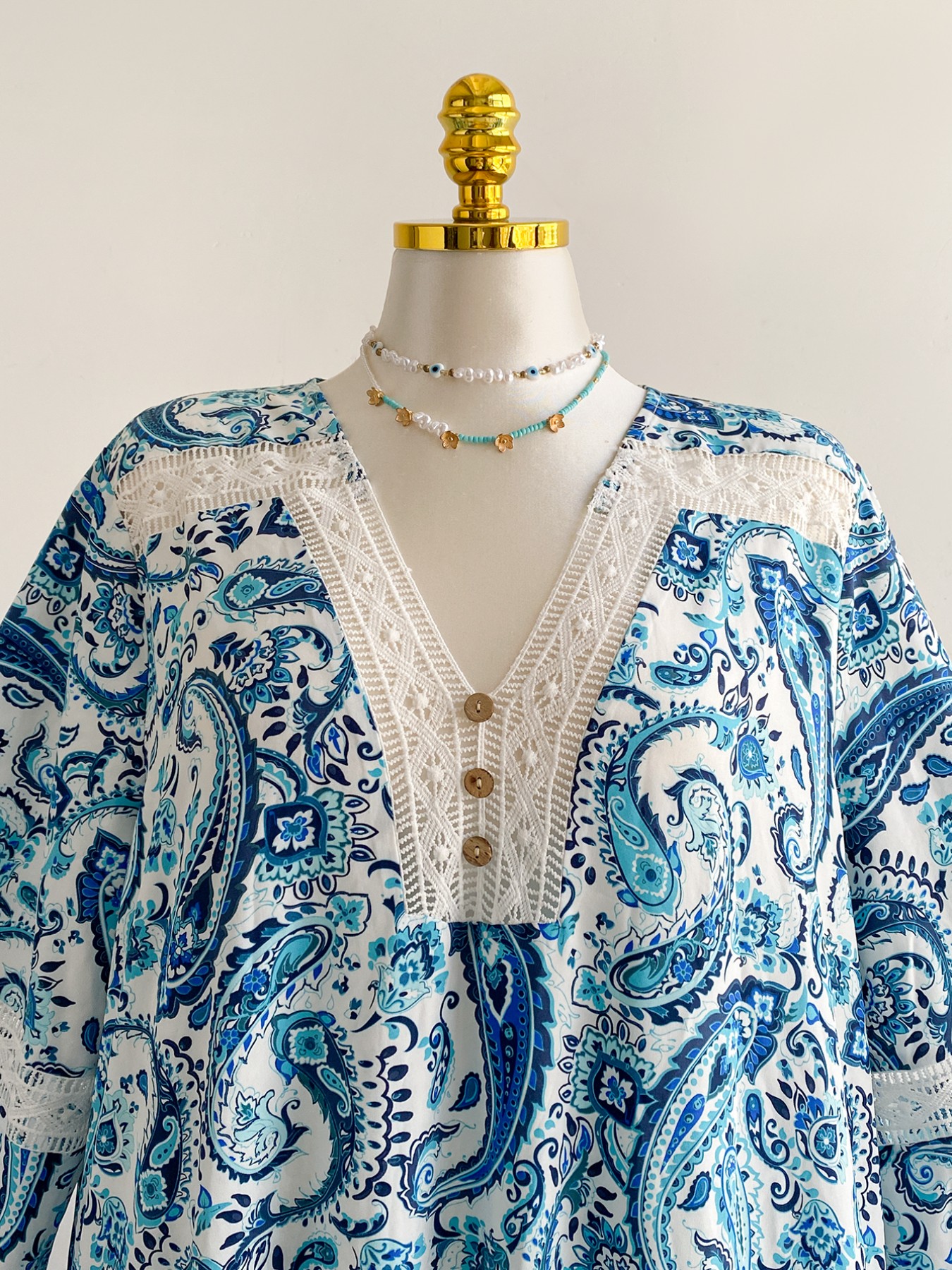 Plus Size Bohemian Paisley Print V-Neck Dress