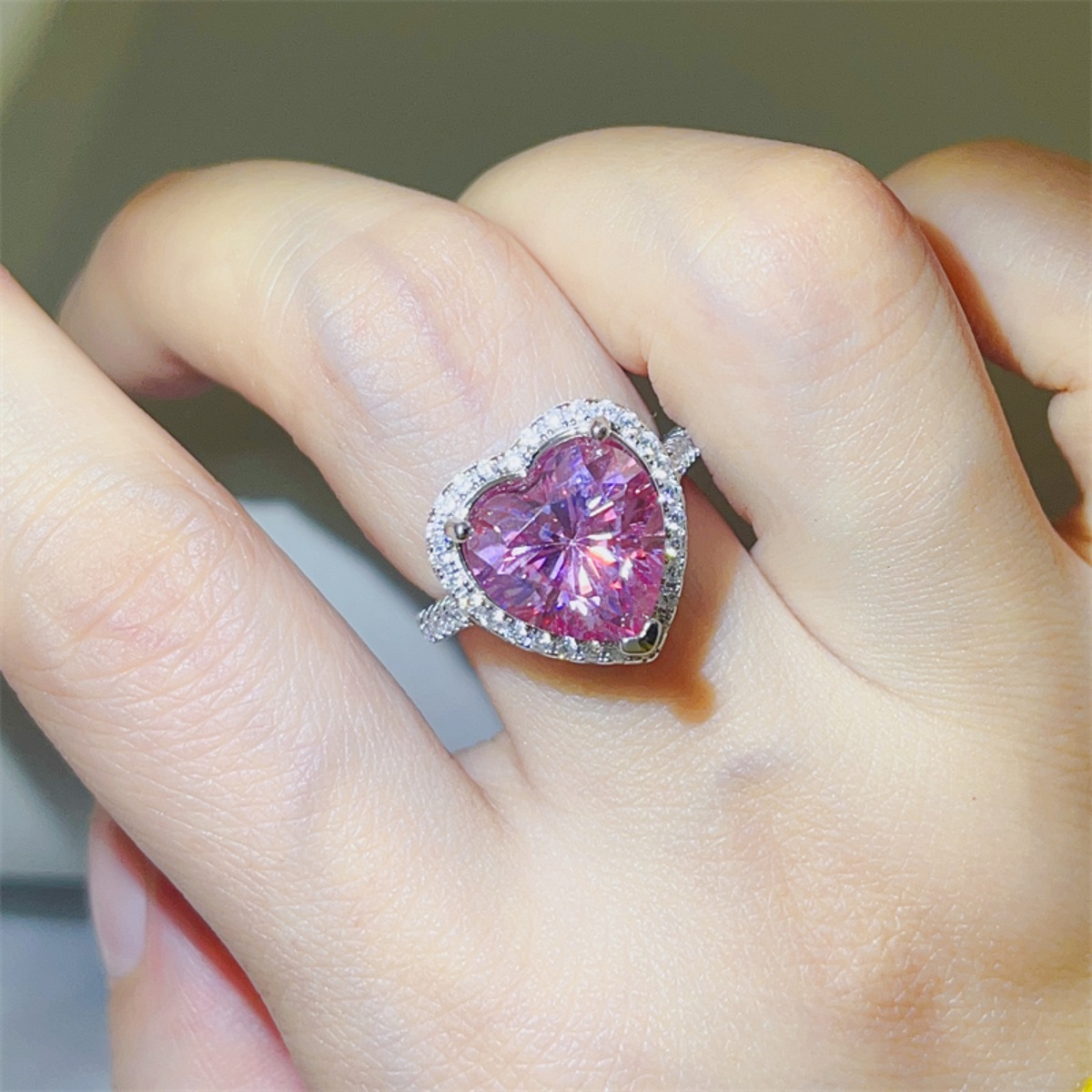 5 Carat Moissanite 925 Sterling Silver Heart Ring