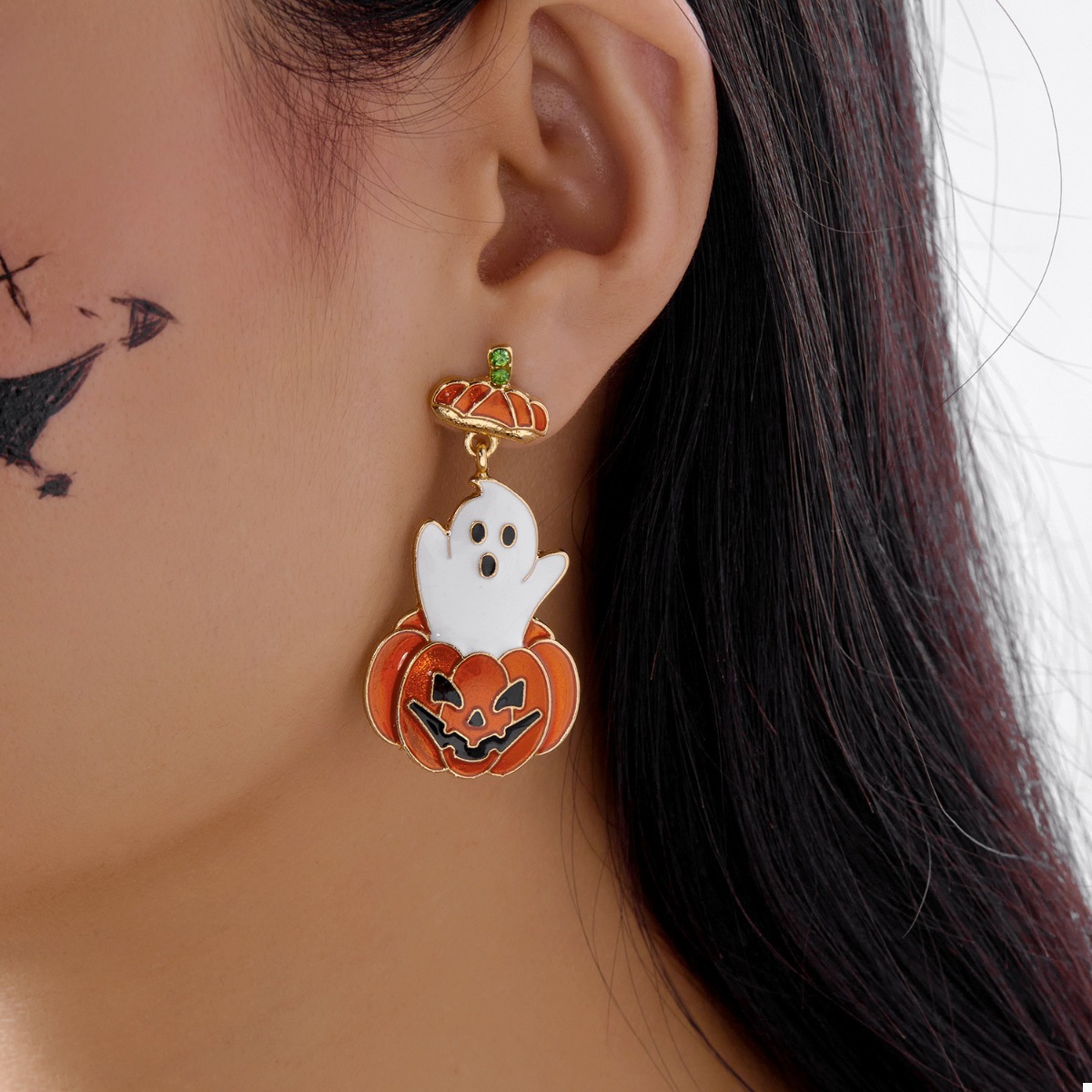 Halloween Ghost Pumpkin Dangle Earrings