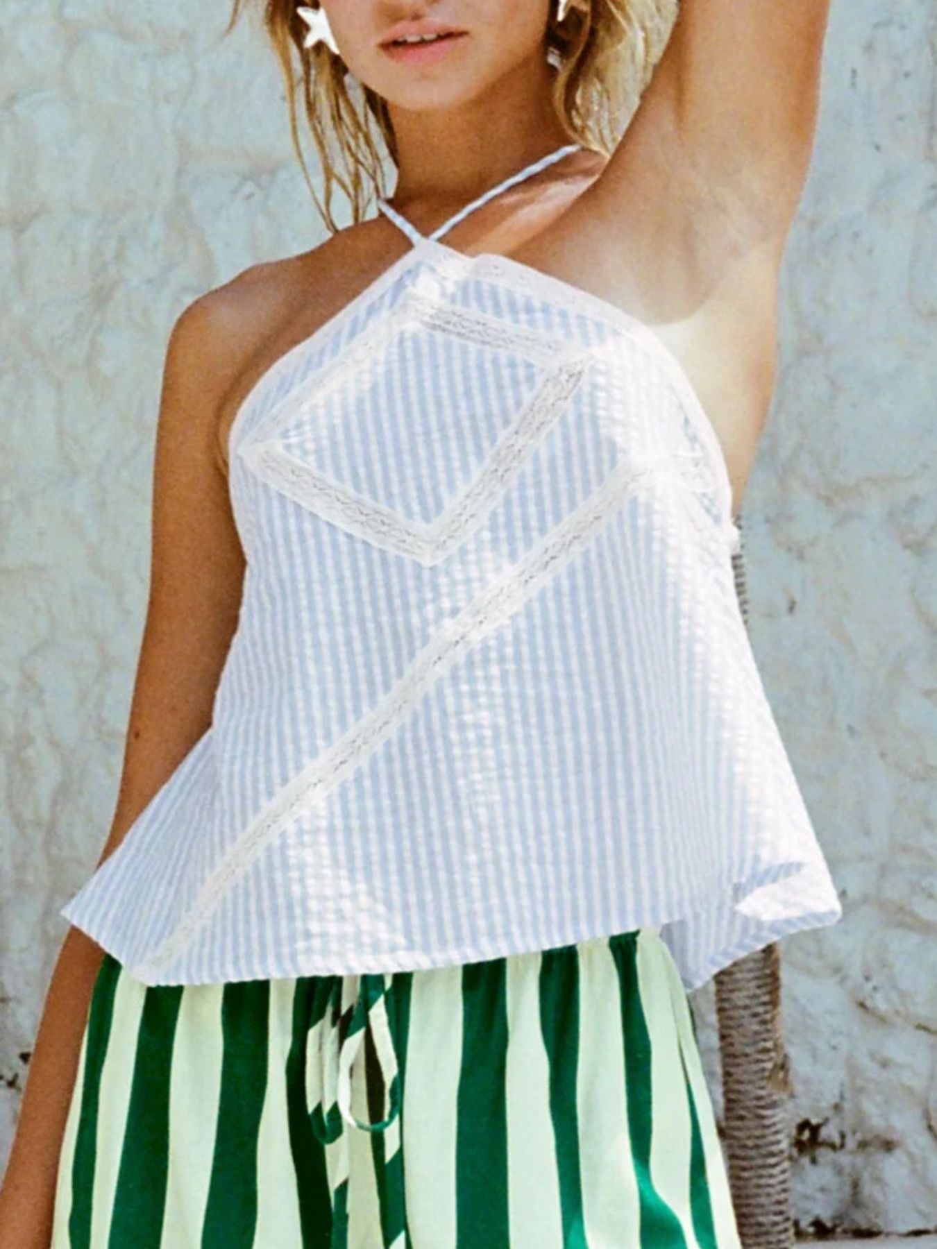 Striped Halter Neck Cami