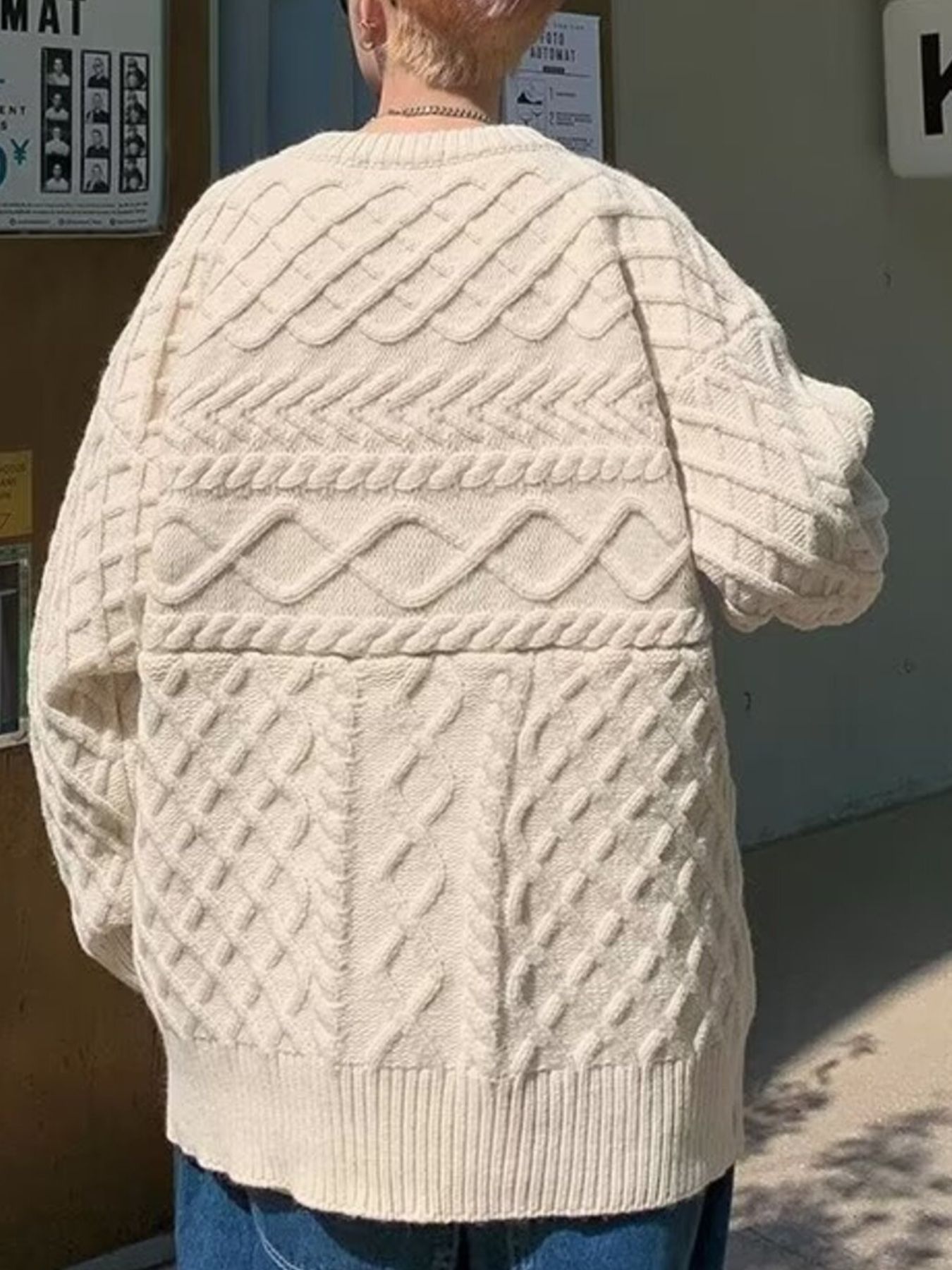 Men's Textured Knit Crewneck Sweater