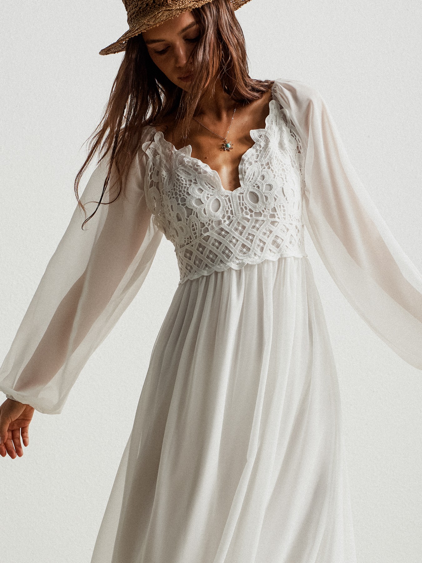 Boho Chic Crochet Lace Maxi Dress