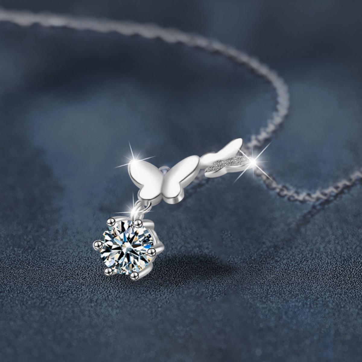 1 Carat Moissanite 925 Sterling Silver Pendant Necklace