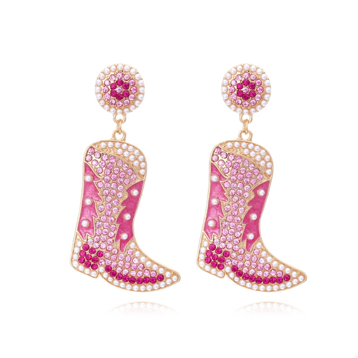 Rhinestone Cowboy Boot Dangle Earrings
