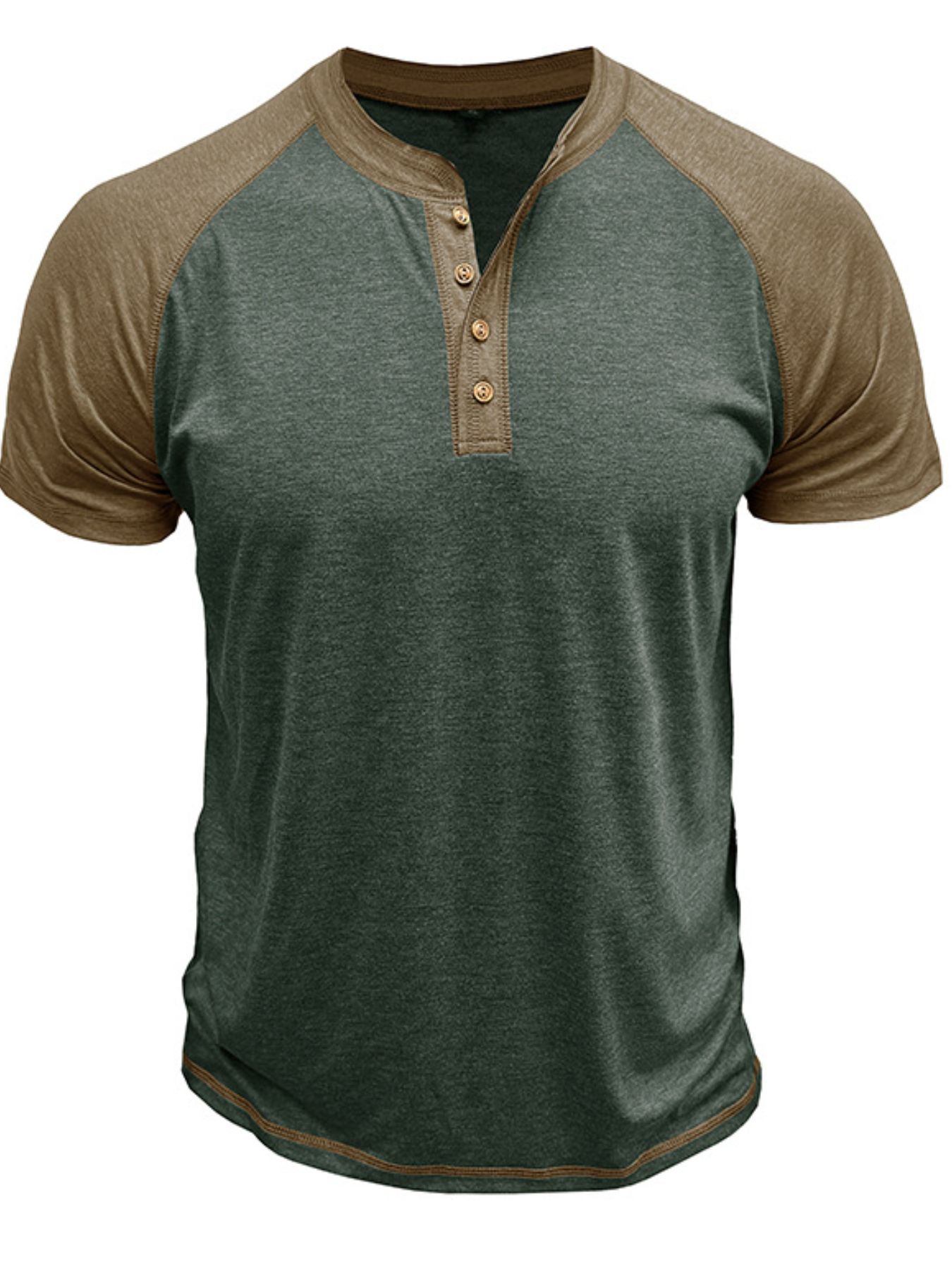 Men's Raglan Henley Color Block T-Shirt