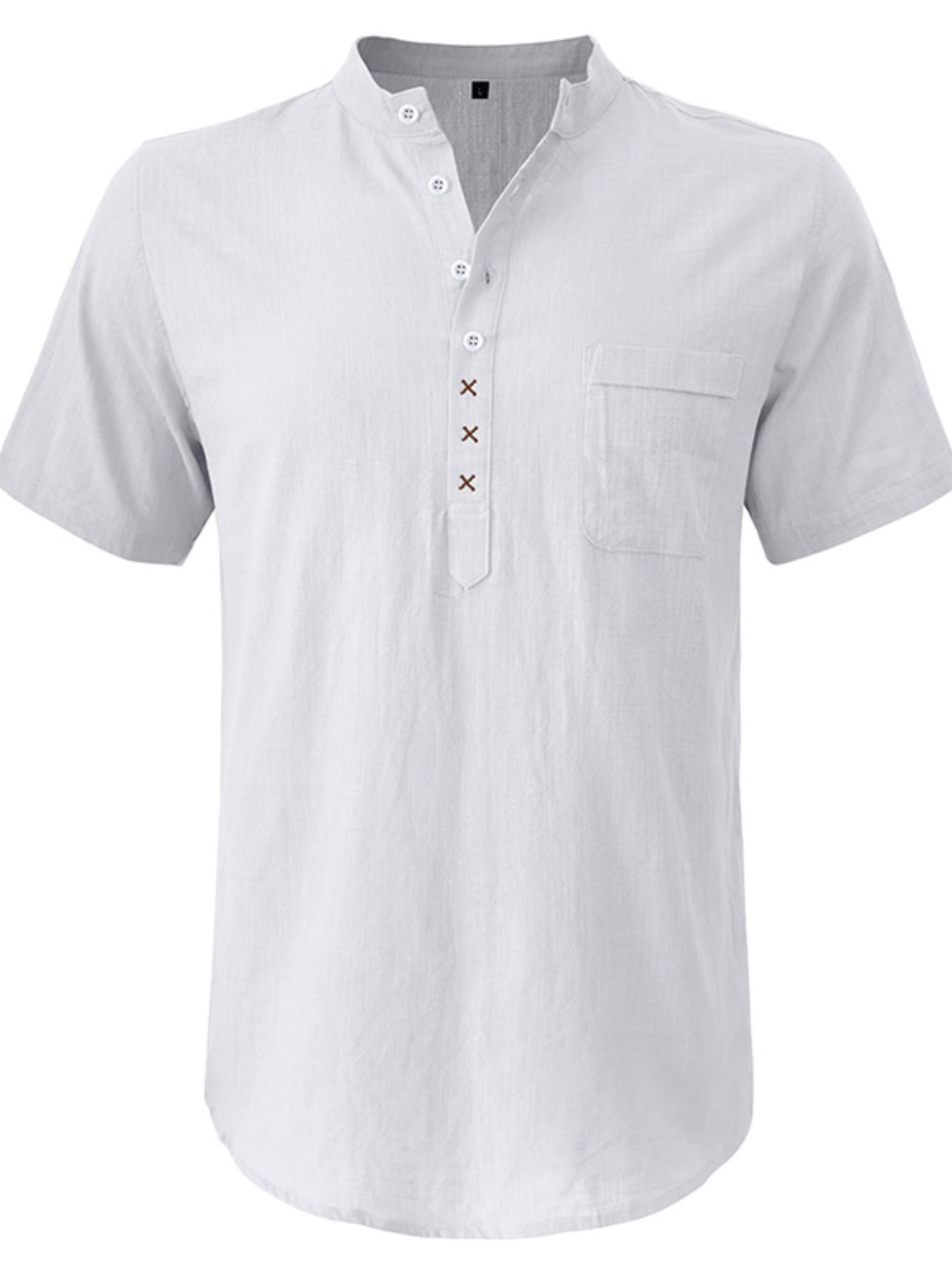 Men's Casual Collar Short Sleeve Linen Polo Shirt