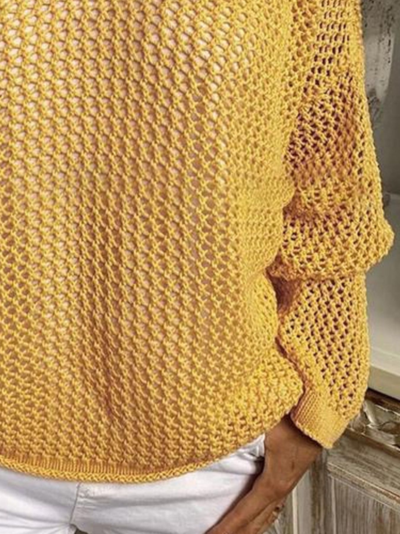 Openwork Long Sleeve Hooded Knit Cover Up view 3