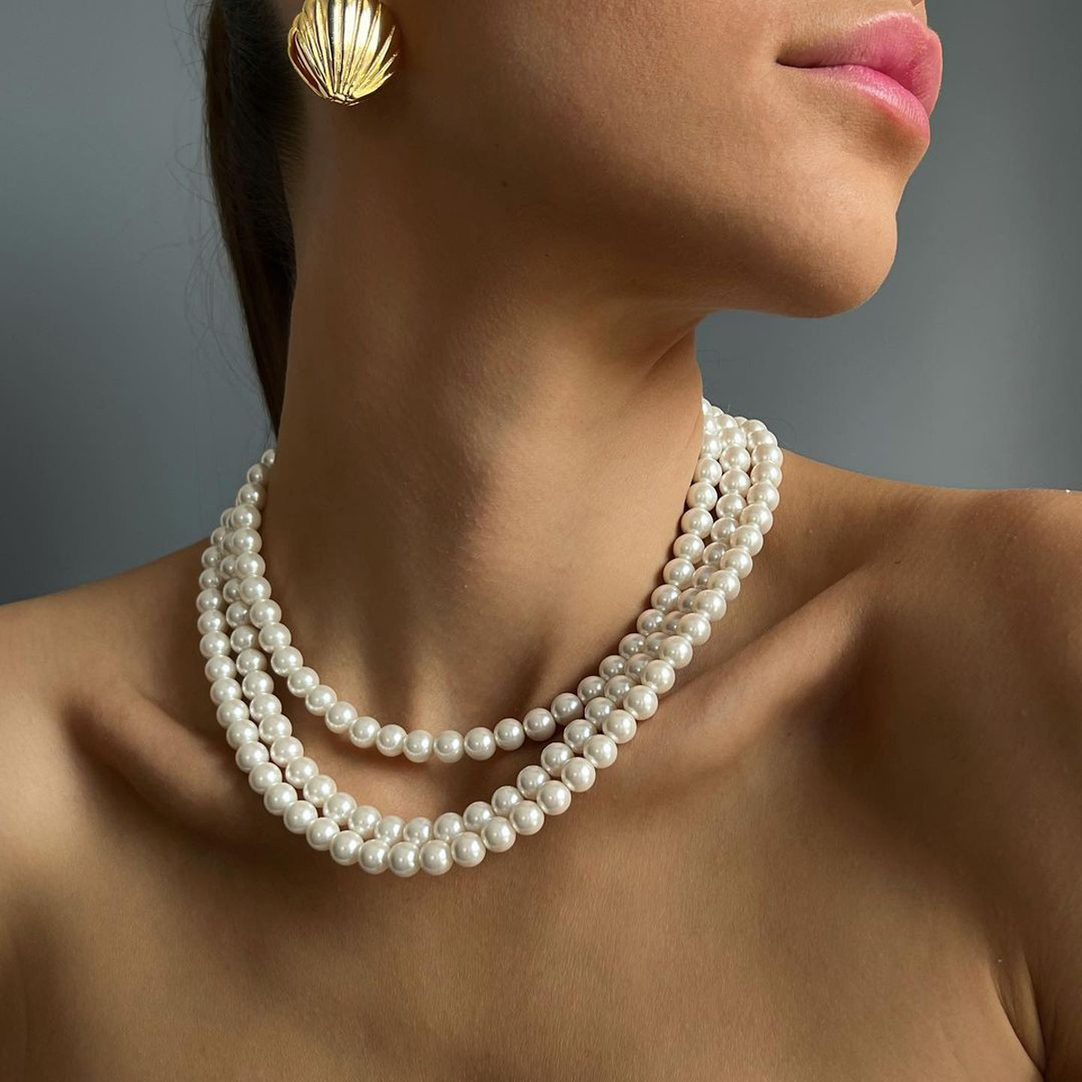 Three-Layered Pearl Necklace