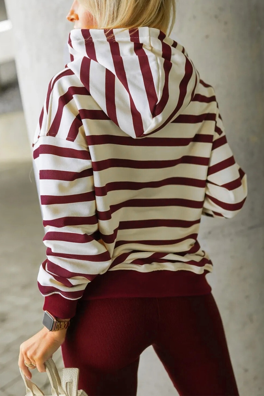 Striped Long Sleeve Hoodie & Leggings Set