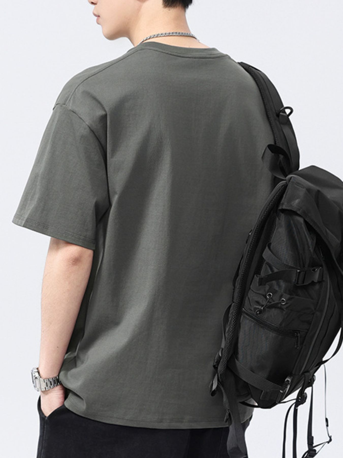 Men's Full Size Letter Round Neck Short Sleeve T-Shirt Plus Size