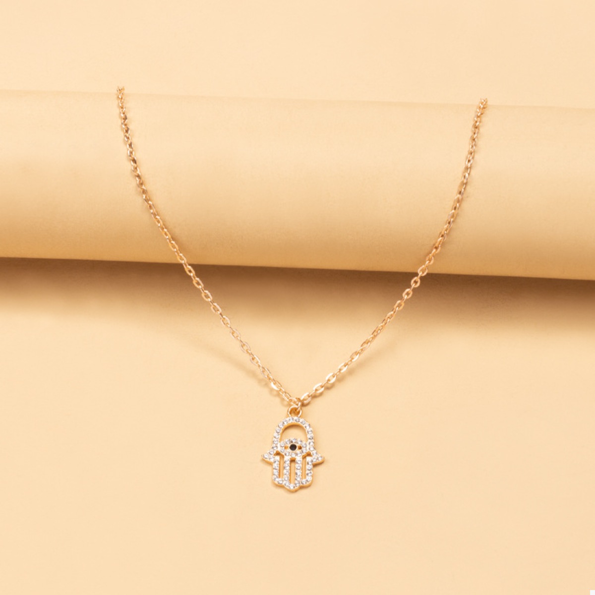 Zinc Alloy Rhinestone Evil Eye Necklace