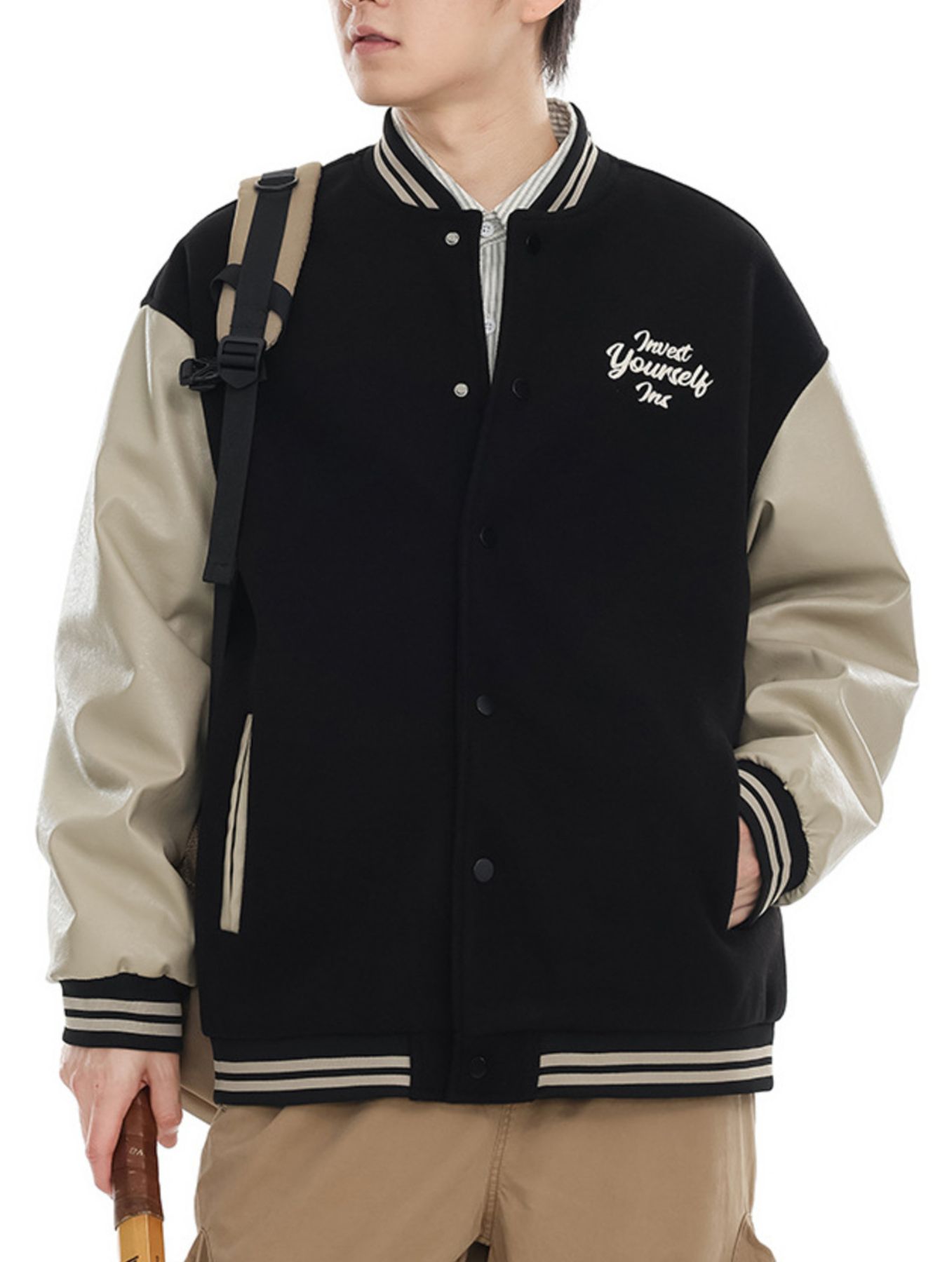 Men's Contrast Snap Down Jacket