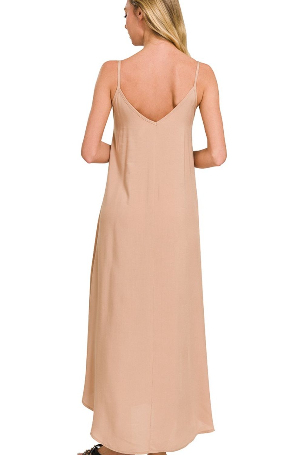 Woven Arc Hem Cami Dress With Flowy Pockets