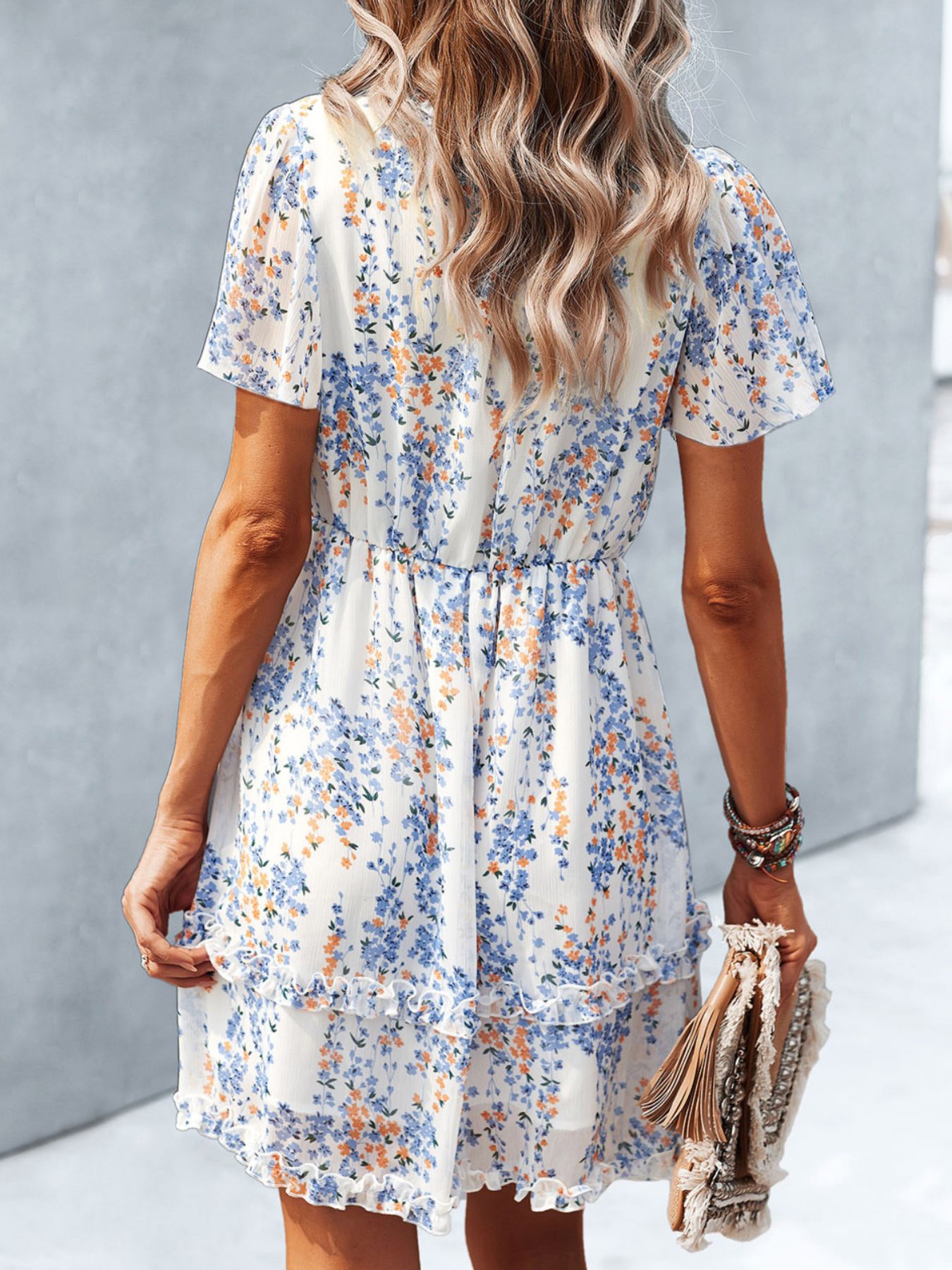 Floral Wrap Dress with Flutter Sleeves