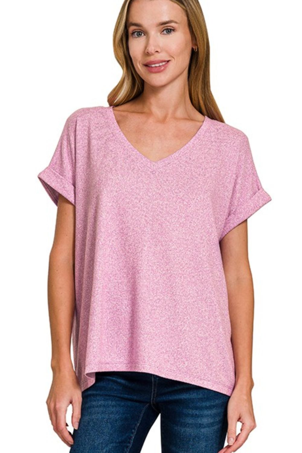 Soft Melange Hacci V-neck Tee