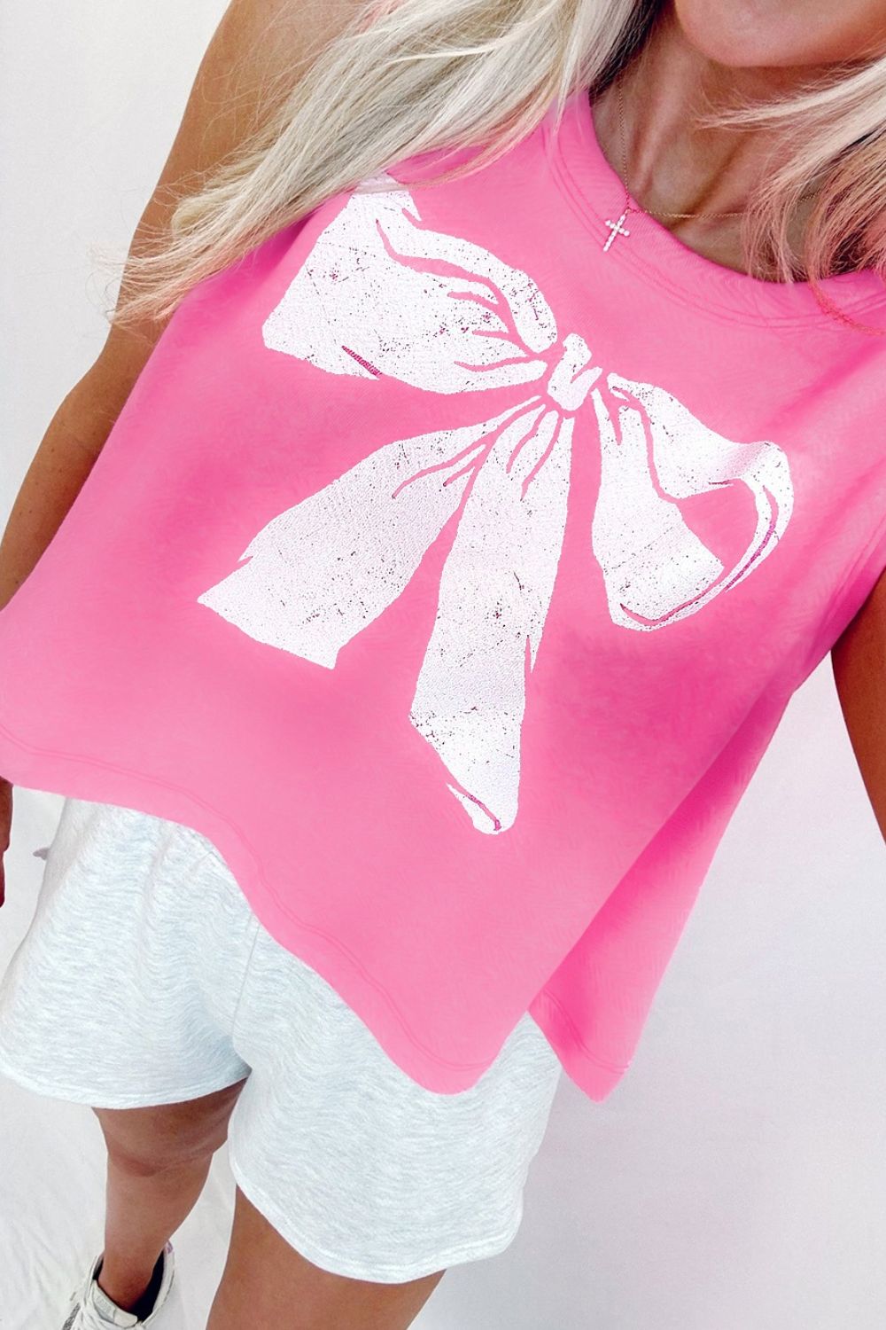 Bow Print Boxy Fit Tank Top