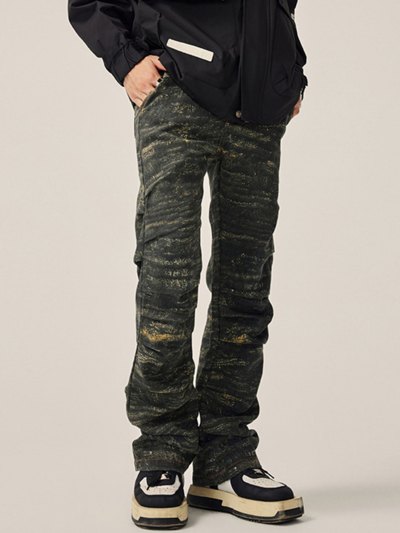 Men's Ruched Camouflage Jeans
