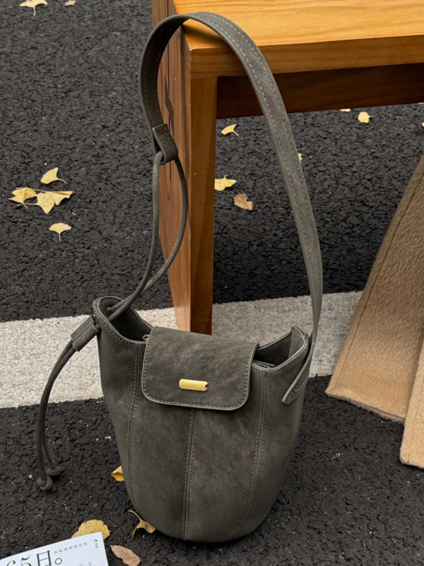 Vintage Suede Bucket Shoulder Bag