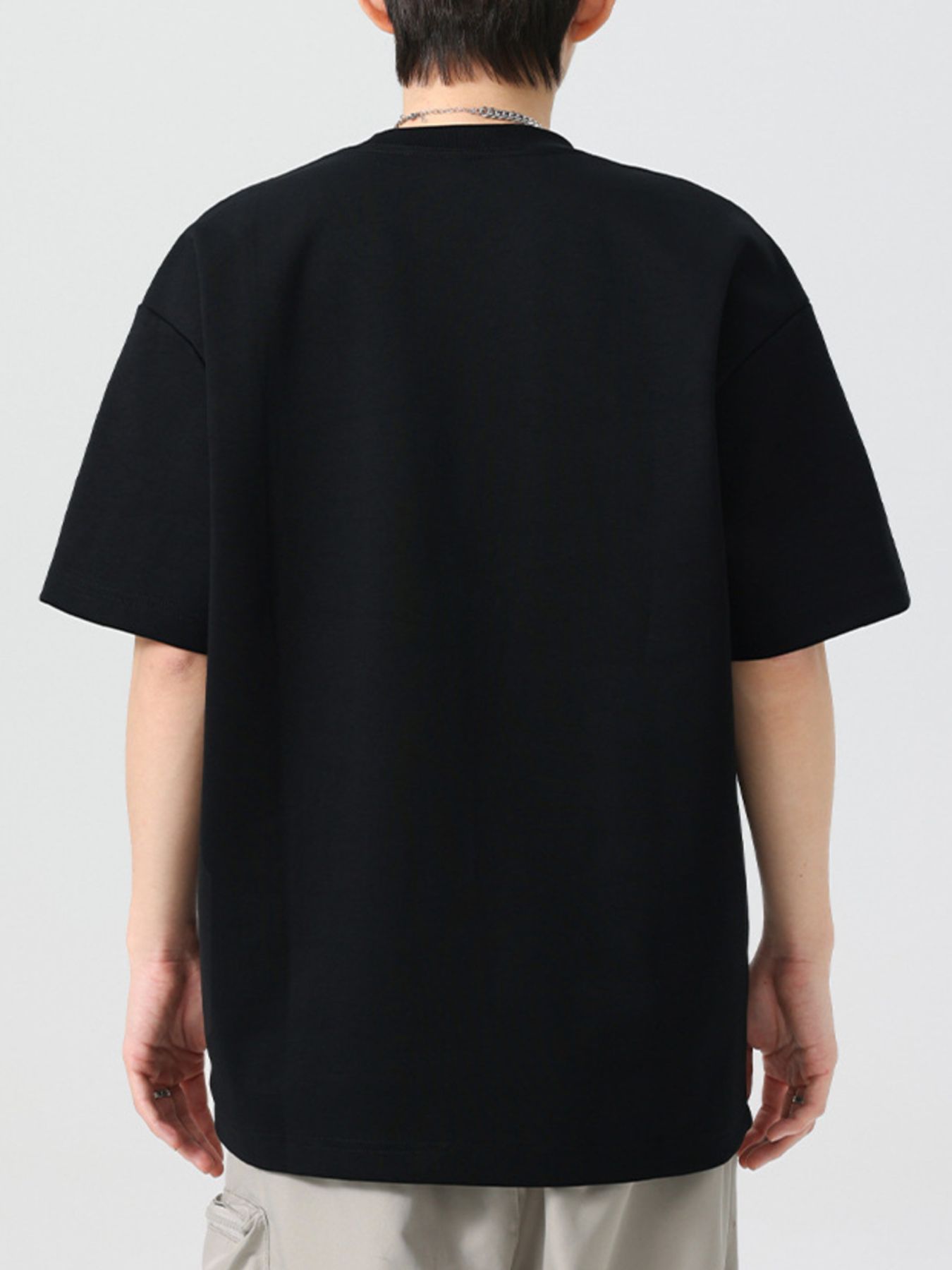 Men's Plus Size Oversized Cotton Short Sleeve T-Shirt with Ruched Detail