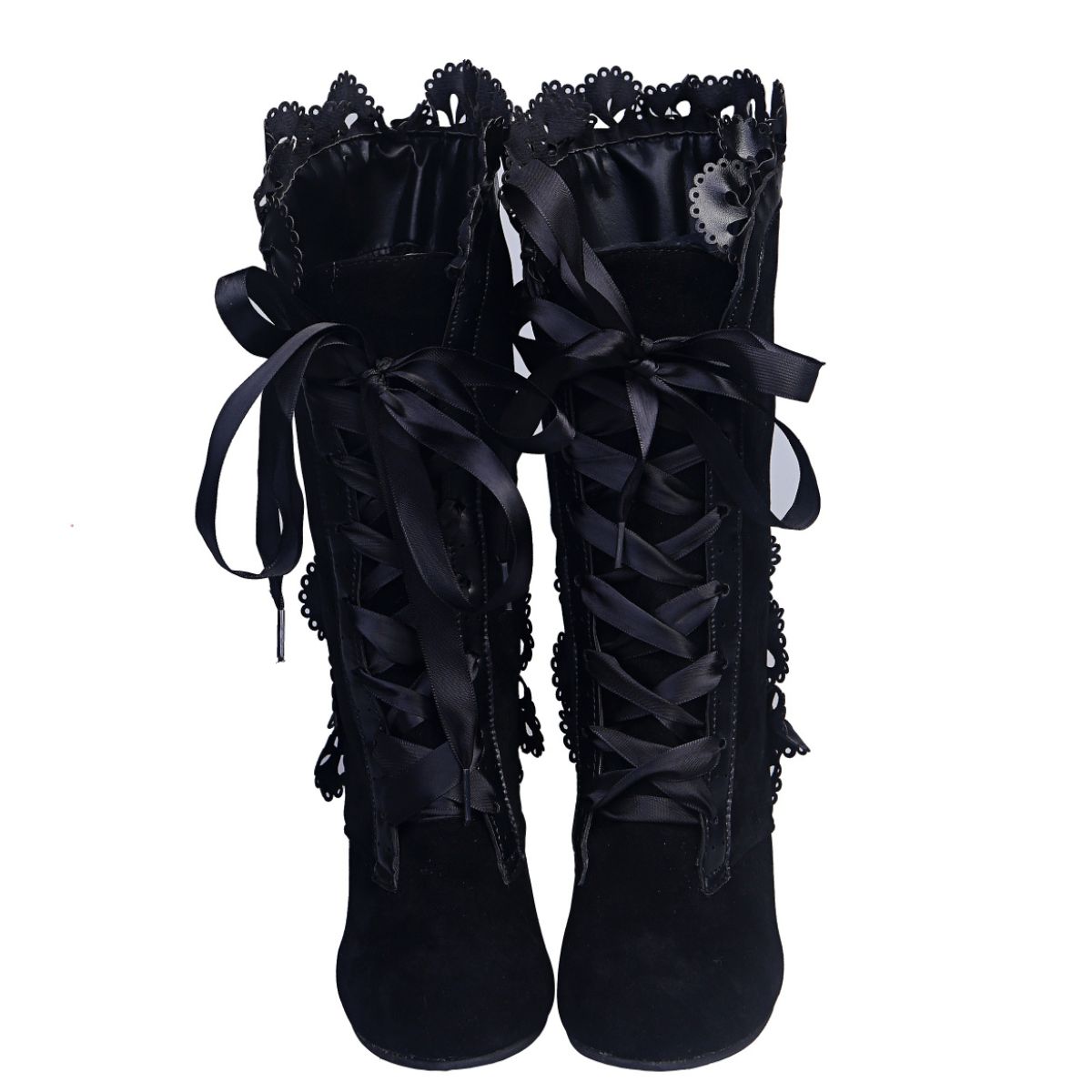 Lace Up Block Heels Boots