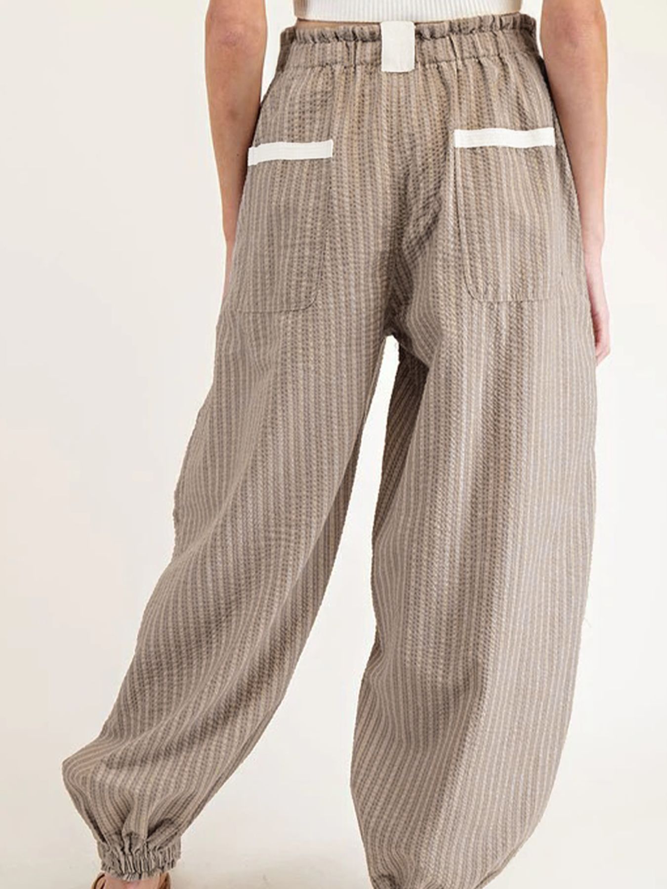 Stripe Drawstring Cargo Jogger Pants with Pockets