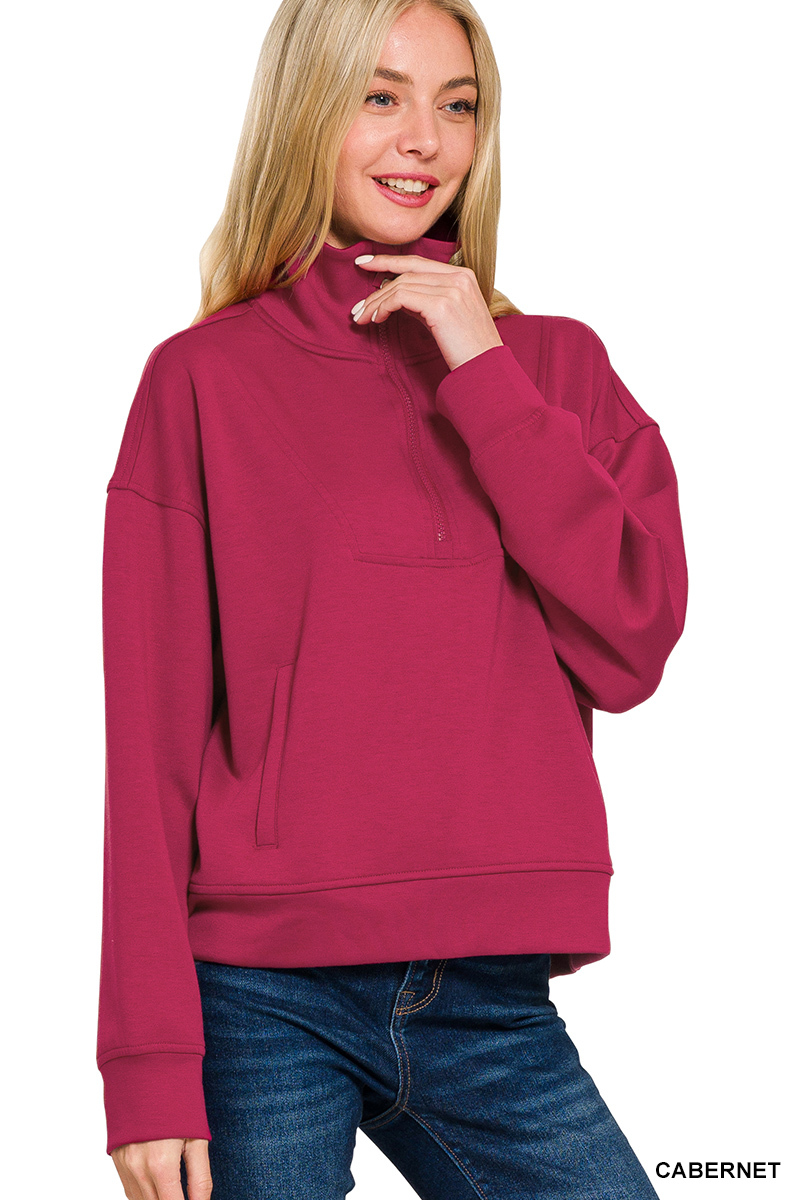 Scuba Half Zip Sweatshirt with Pockets
