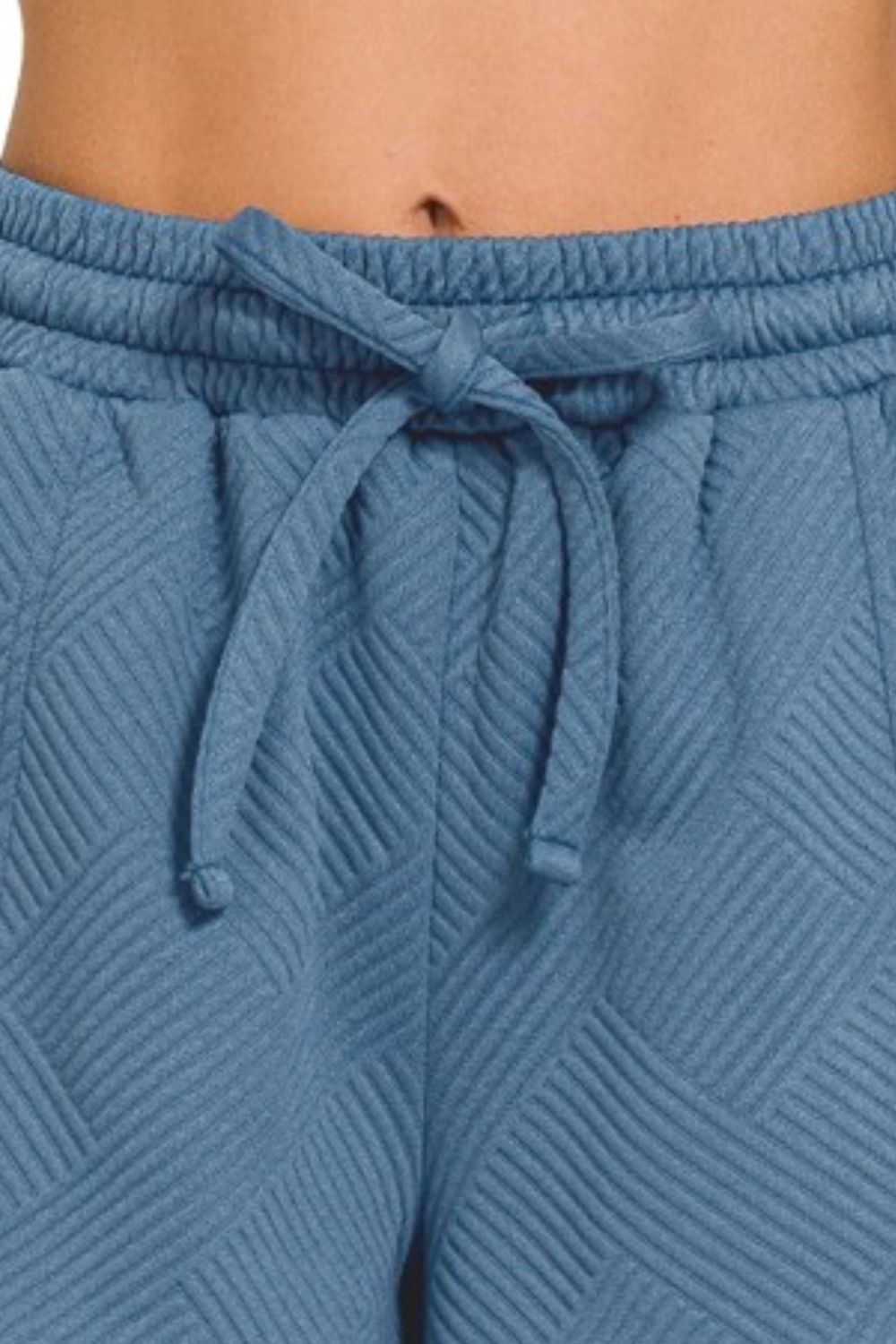 Textured Knit Jacquard Drawstring Shorts