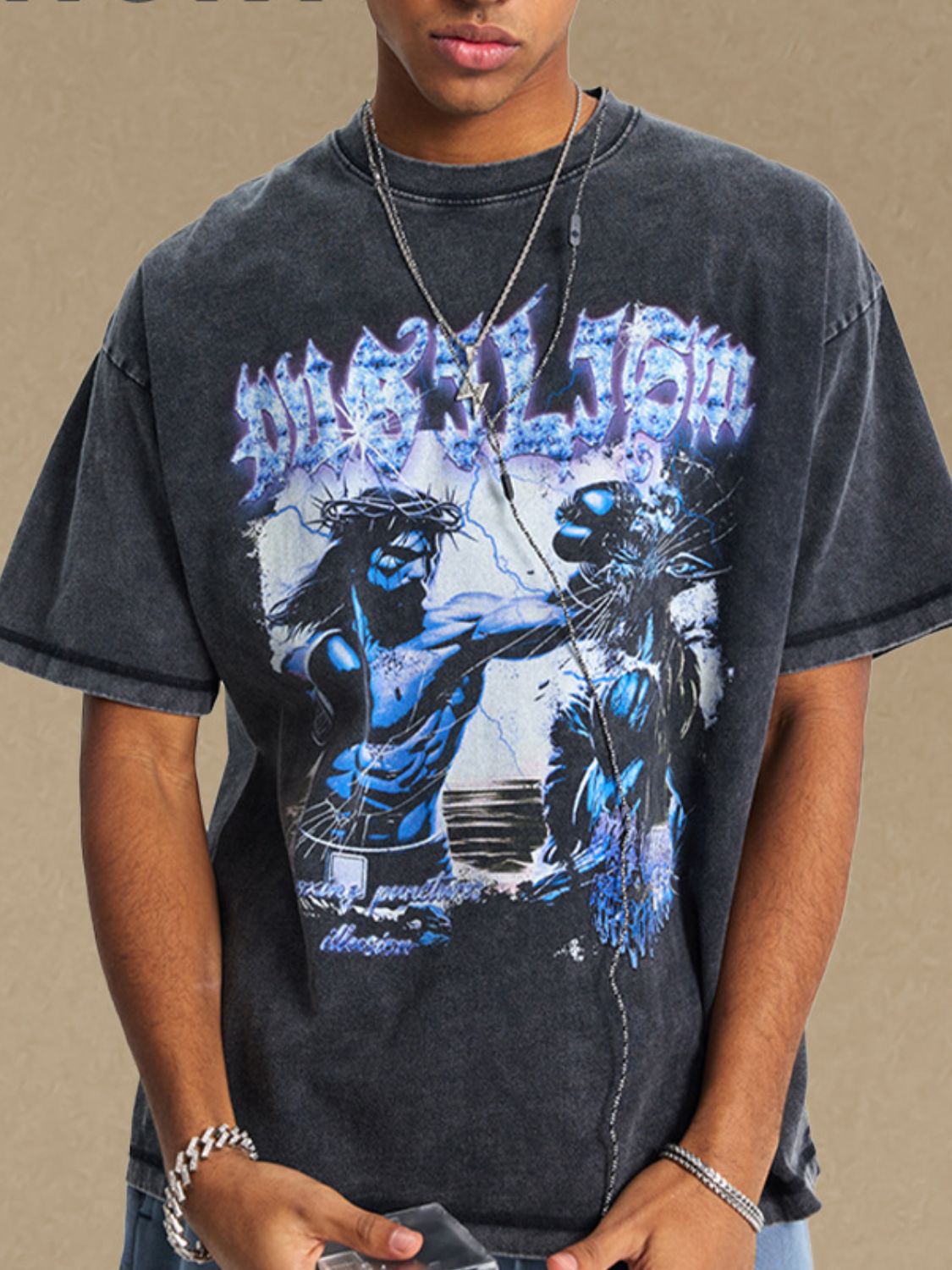 Men's Round Neck Half Sleeve Graphic T-Shirt