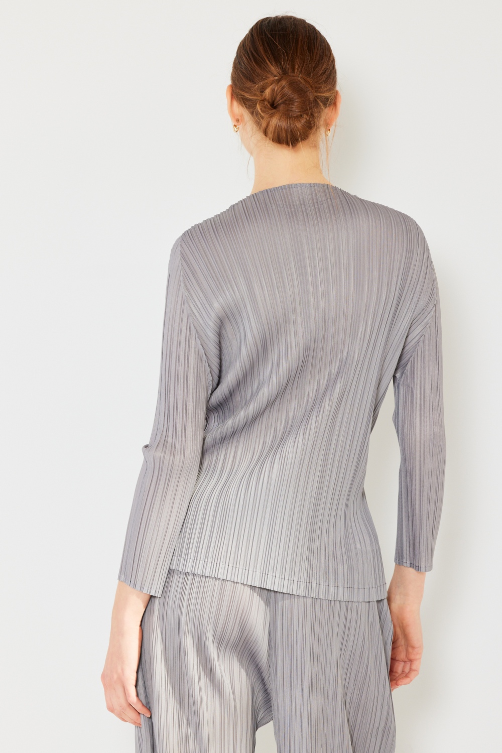 Pleated Long Sleeve Boatneck Top