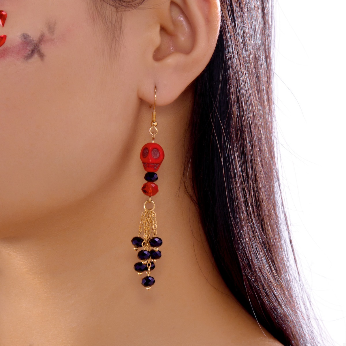 Halloween Skull Beaded Drop Earrings