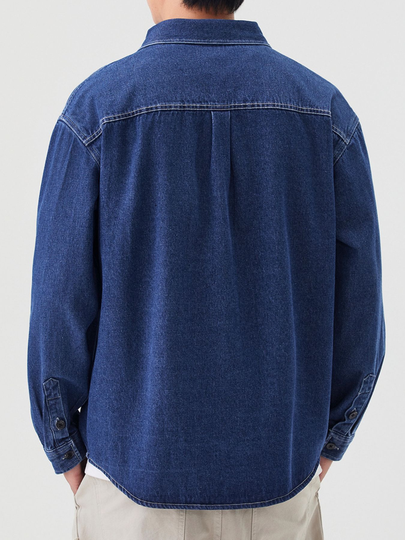 Men's Plus Size Button Up Casual Denim Shirt