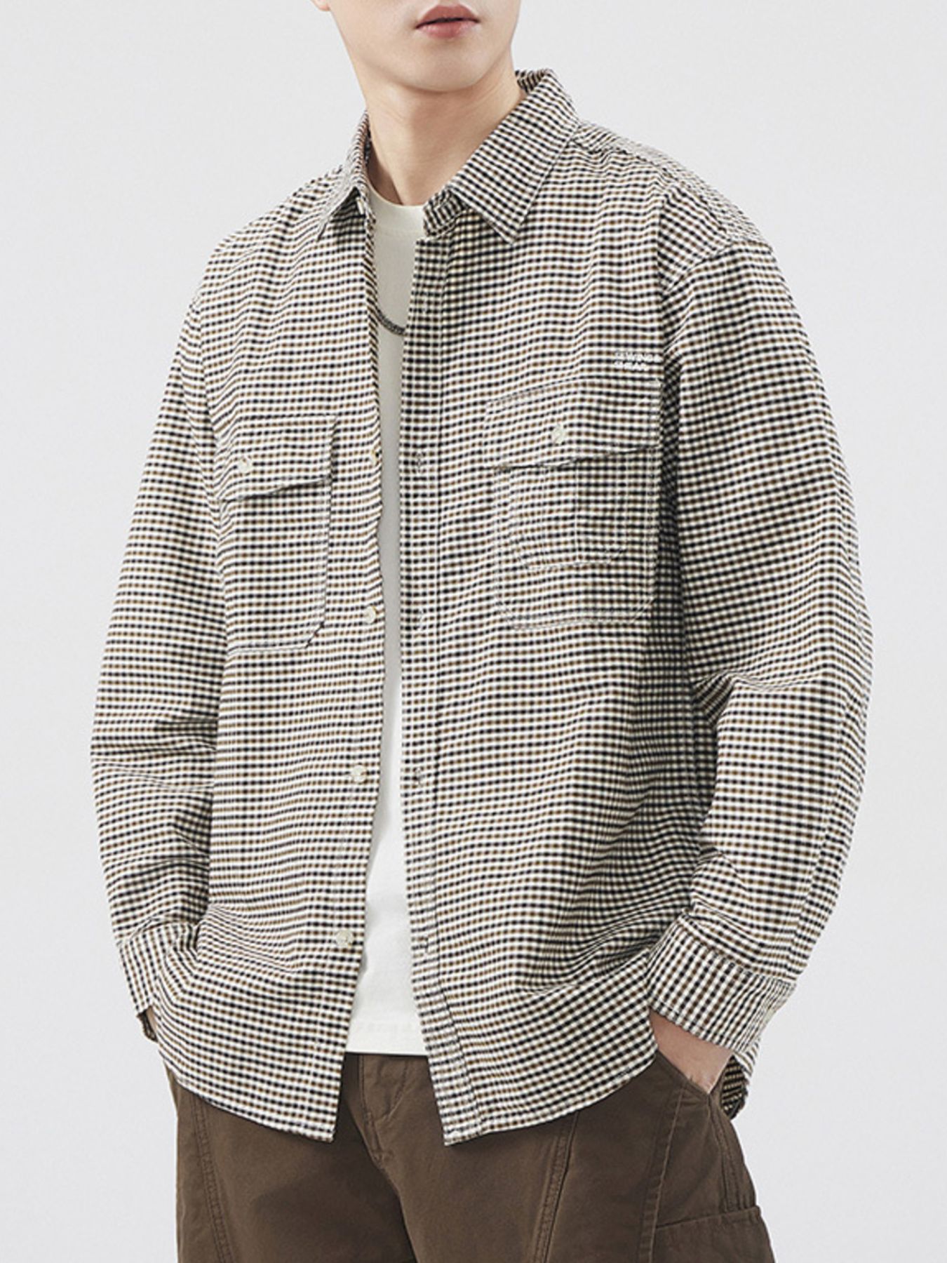 Men's Plus Size Plaid Button Up Long Sleeve Shirt