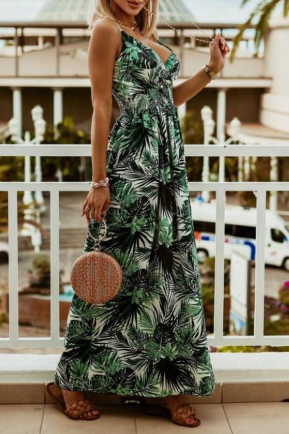 Printed Spaghetti Strap Maxi Dress
