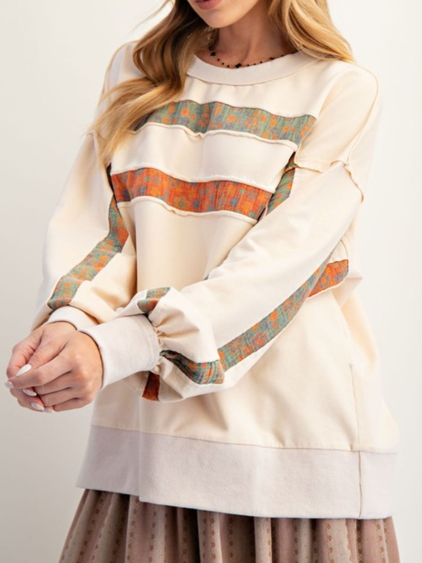 Bohemian Striped Oversized Sweatshirt