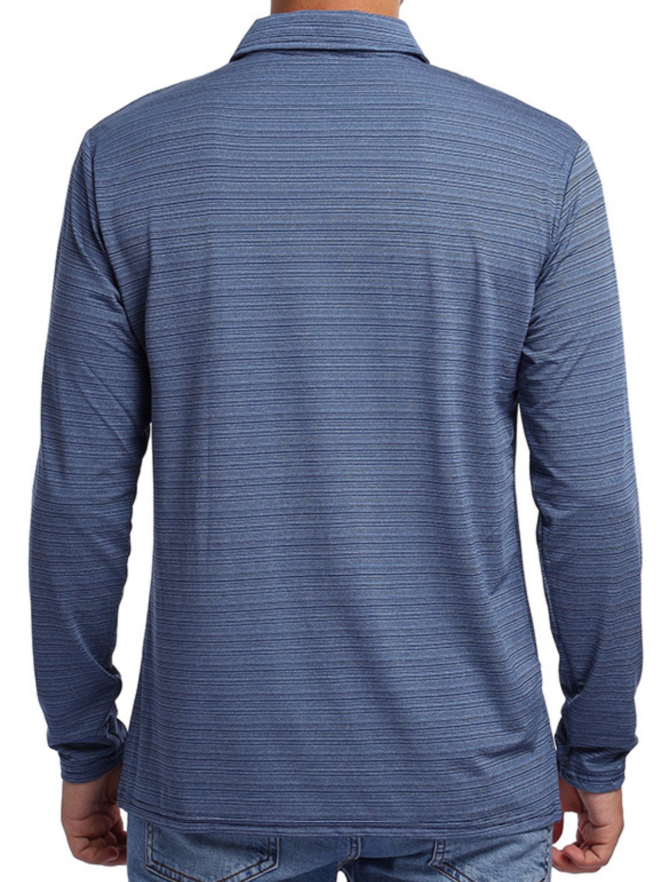 Men's Striped Long Sleeve Polo Shirt