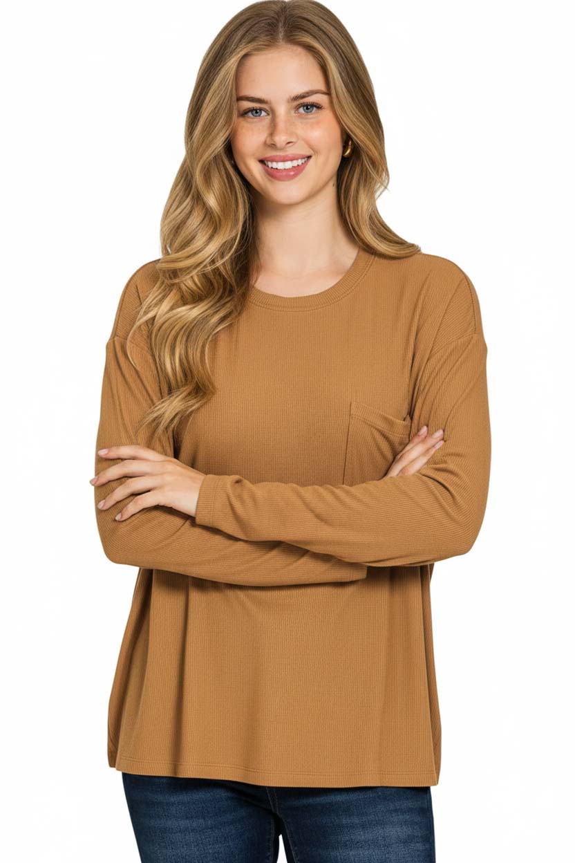 Ribbed Rayon Span Dolman Sleeve Top