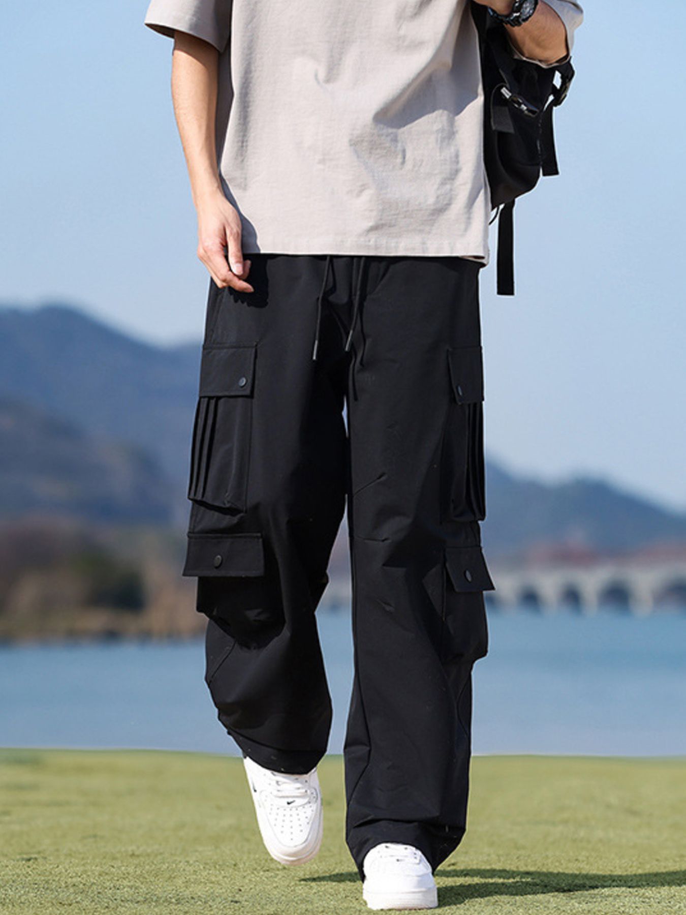 Men's Plus Size Loose Fit Multi-Pocket Cargo Pants