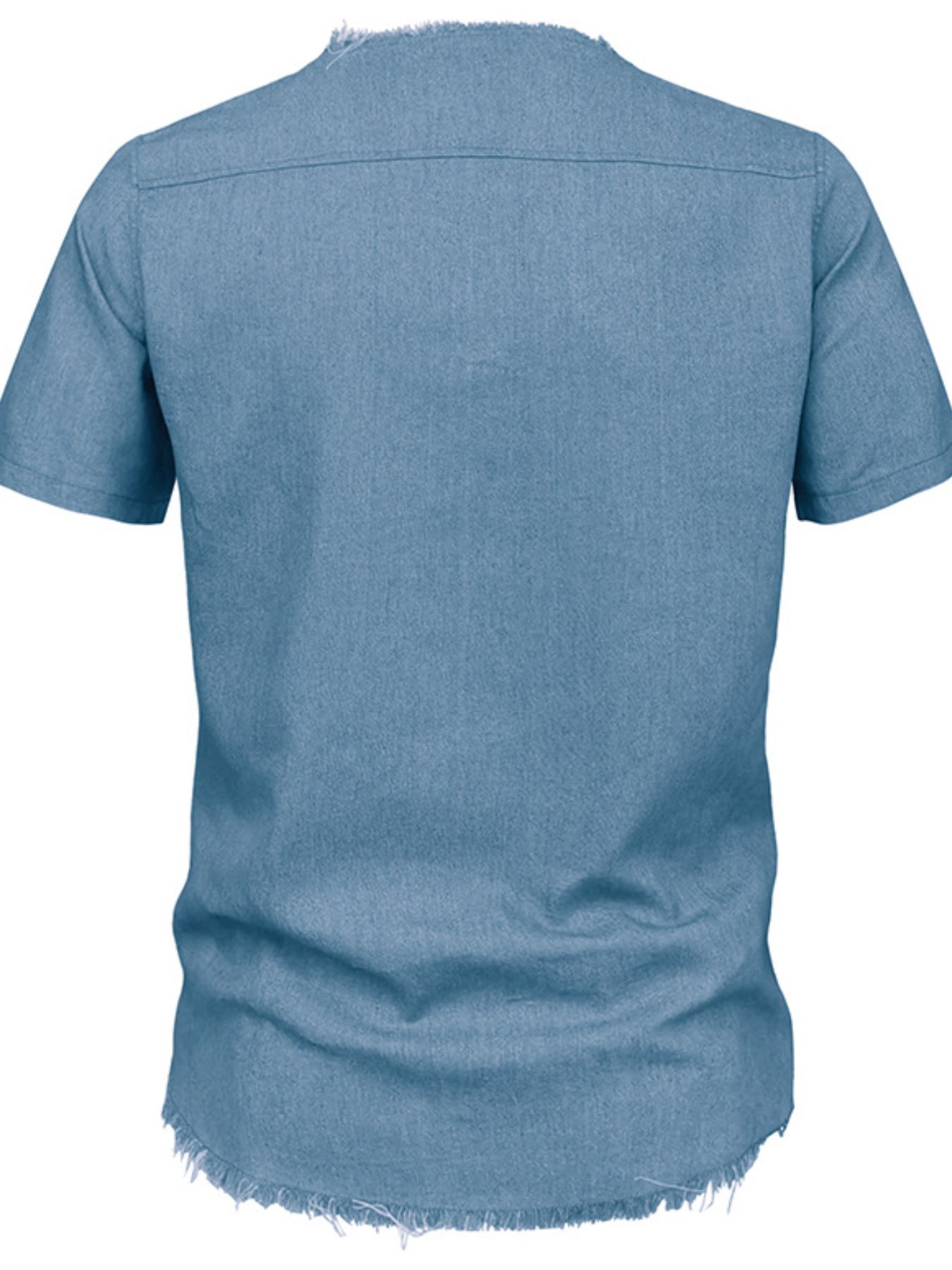 Men's Full Size Classic Raw Hem Short Sleeve Denim Top Plus Size