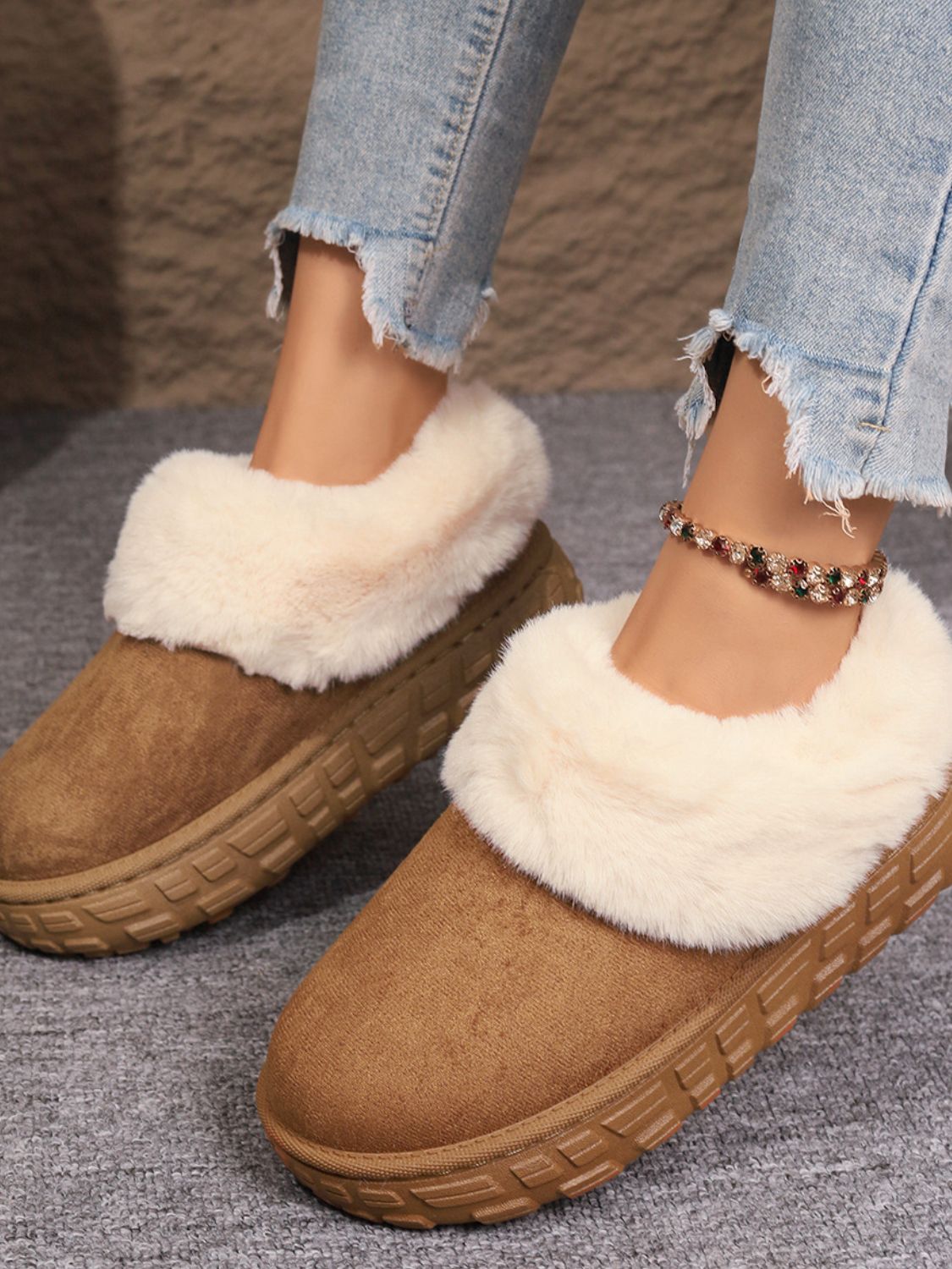 Faux Fur Lined Suede Winter Boots