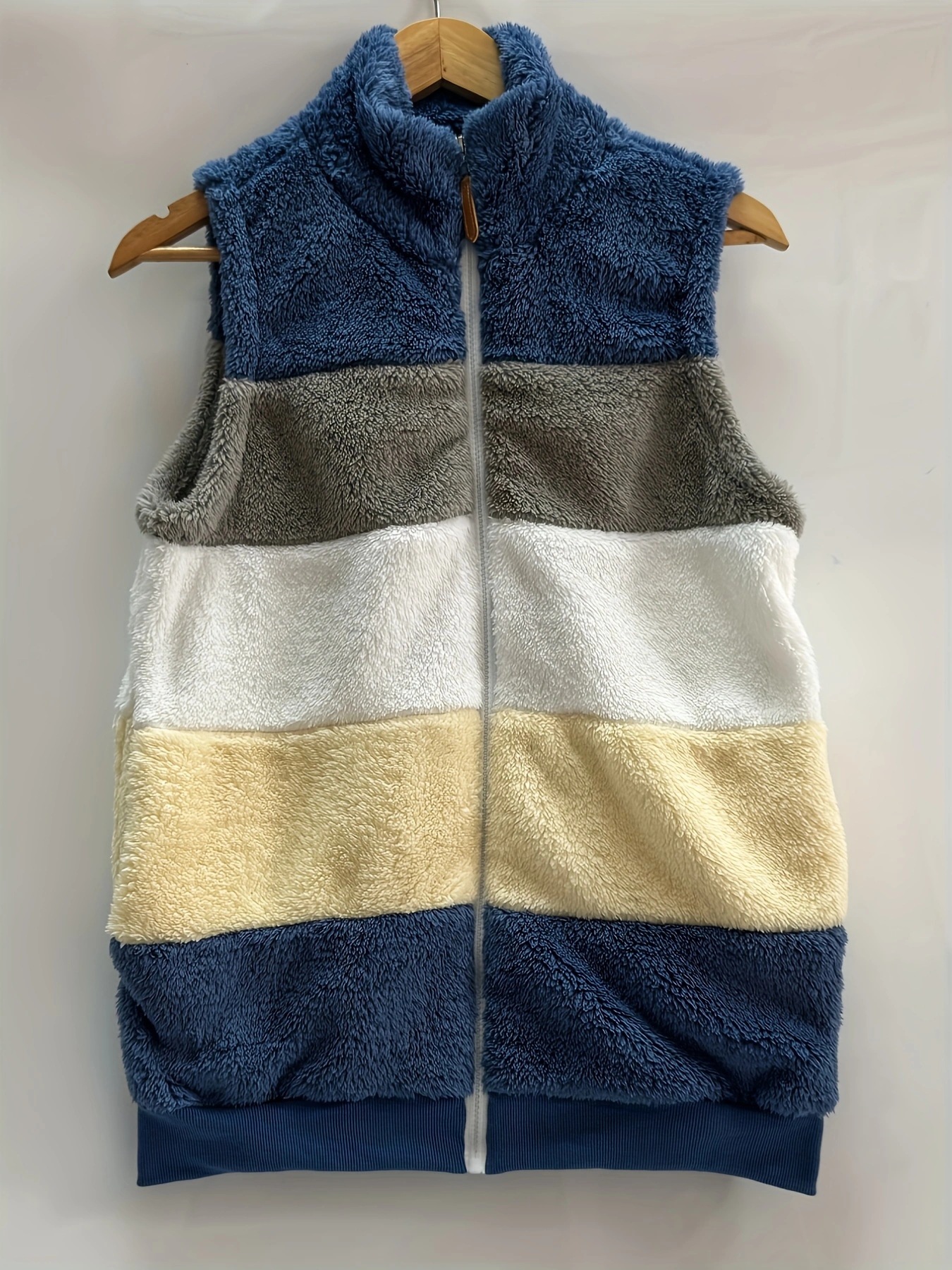 Color Block Zip Up Vest Coat