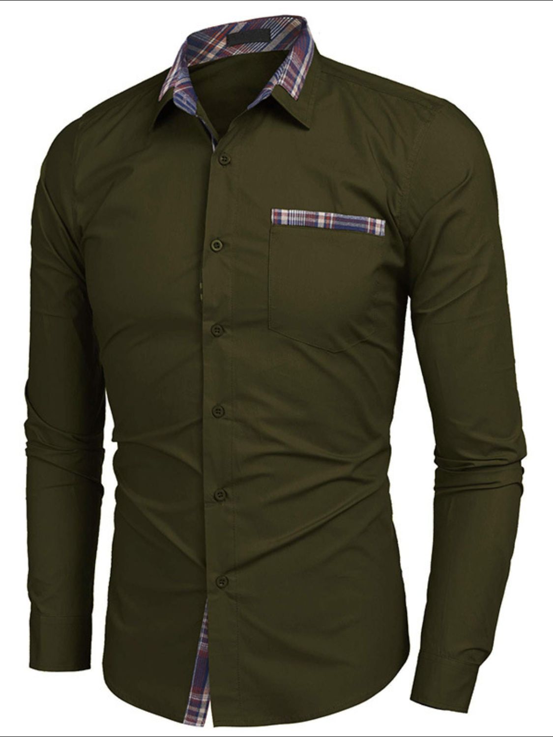 Men's Plaid Collared Neck Long Sleeve Shirt